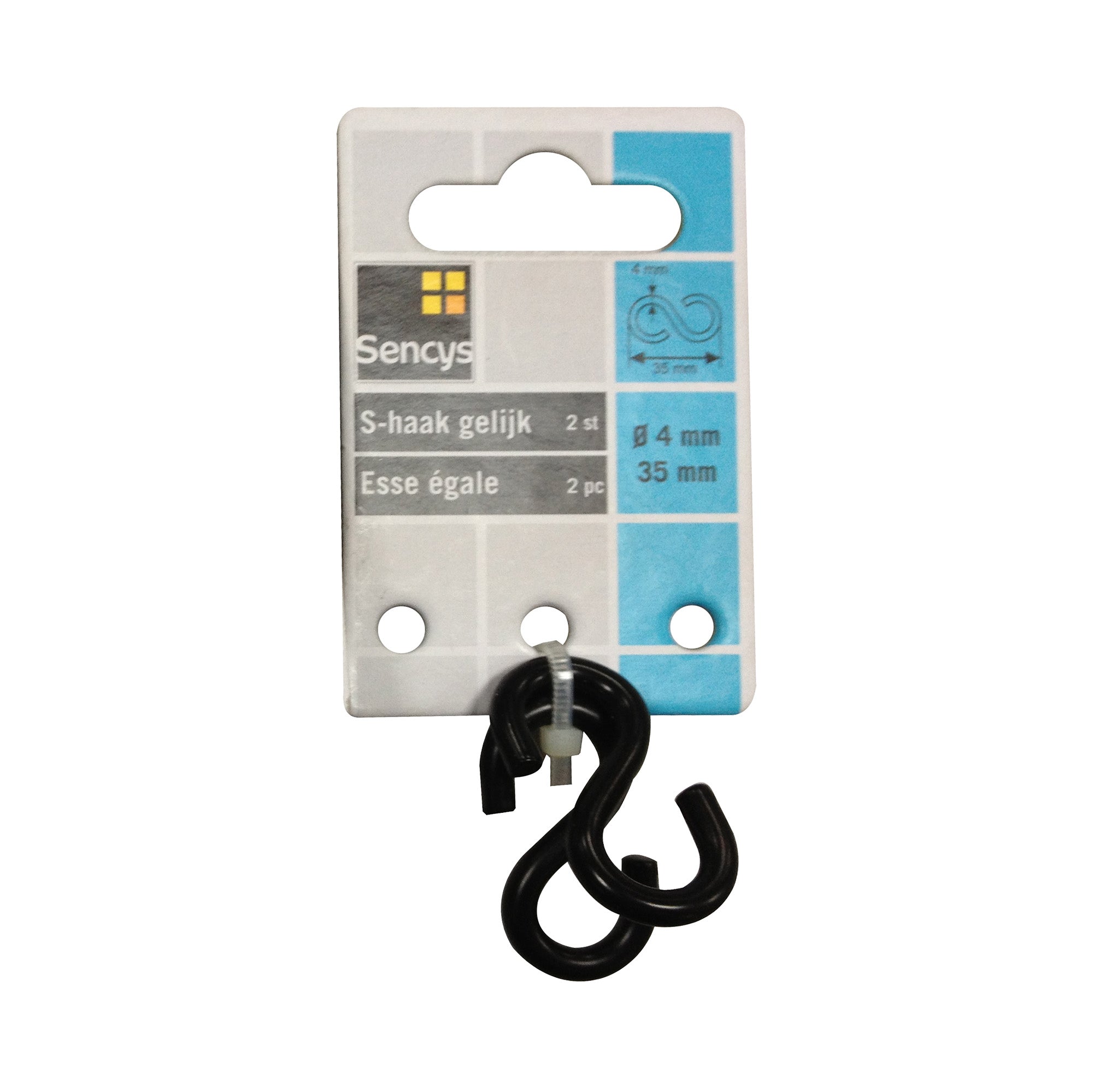 Sencys S-haak gelijk zwart 4x35mm 2 stuks