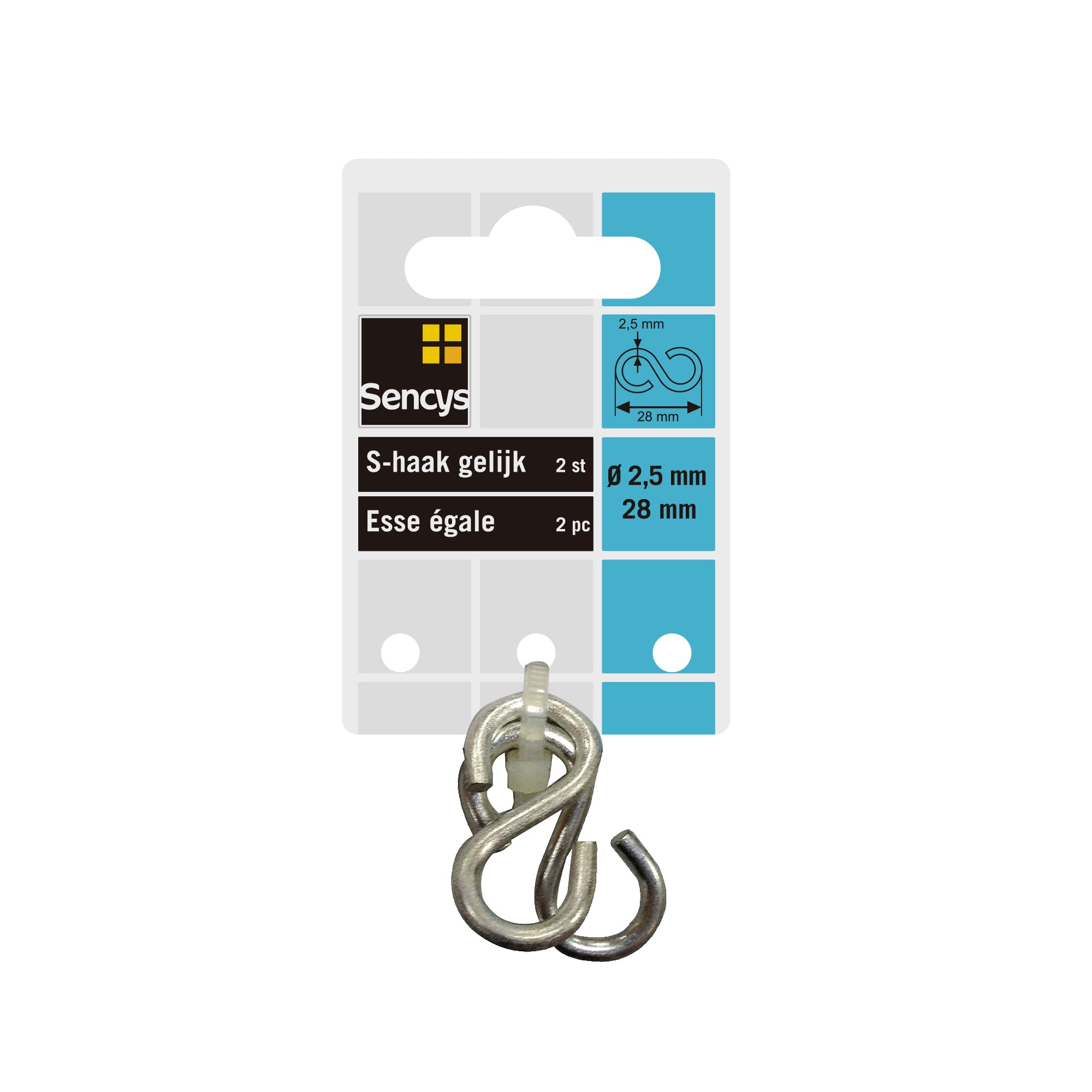 Sencys S-haak gelijk open gegalvaniseerd 2,5x28mm 2 stuks