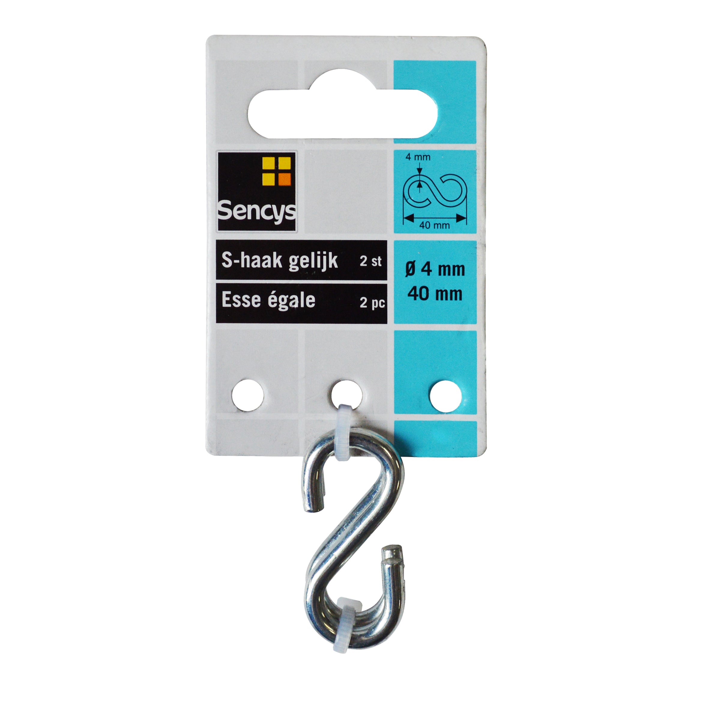 Sencys S-haak gelijk open gegalvaniseerd 4x40mm 2 stuks