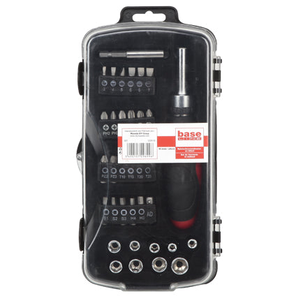 Baseline ratelschroevendraaier + bitset – 35 stuks