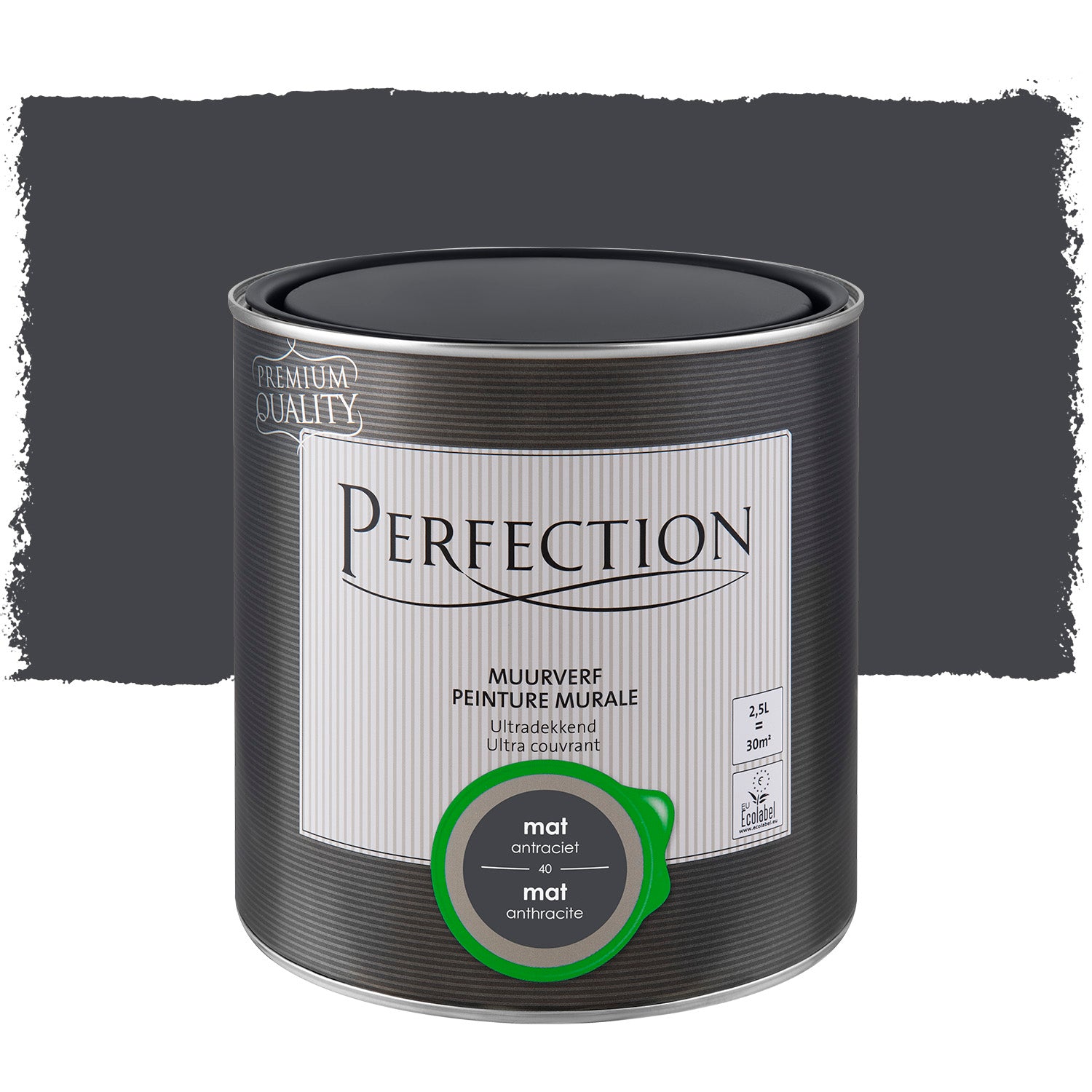 Perfection muurverf Ultradekkend mat antraciet 2,5L