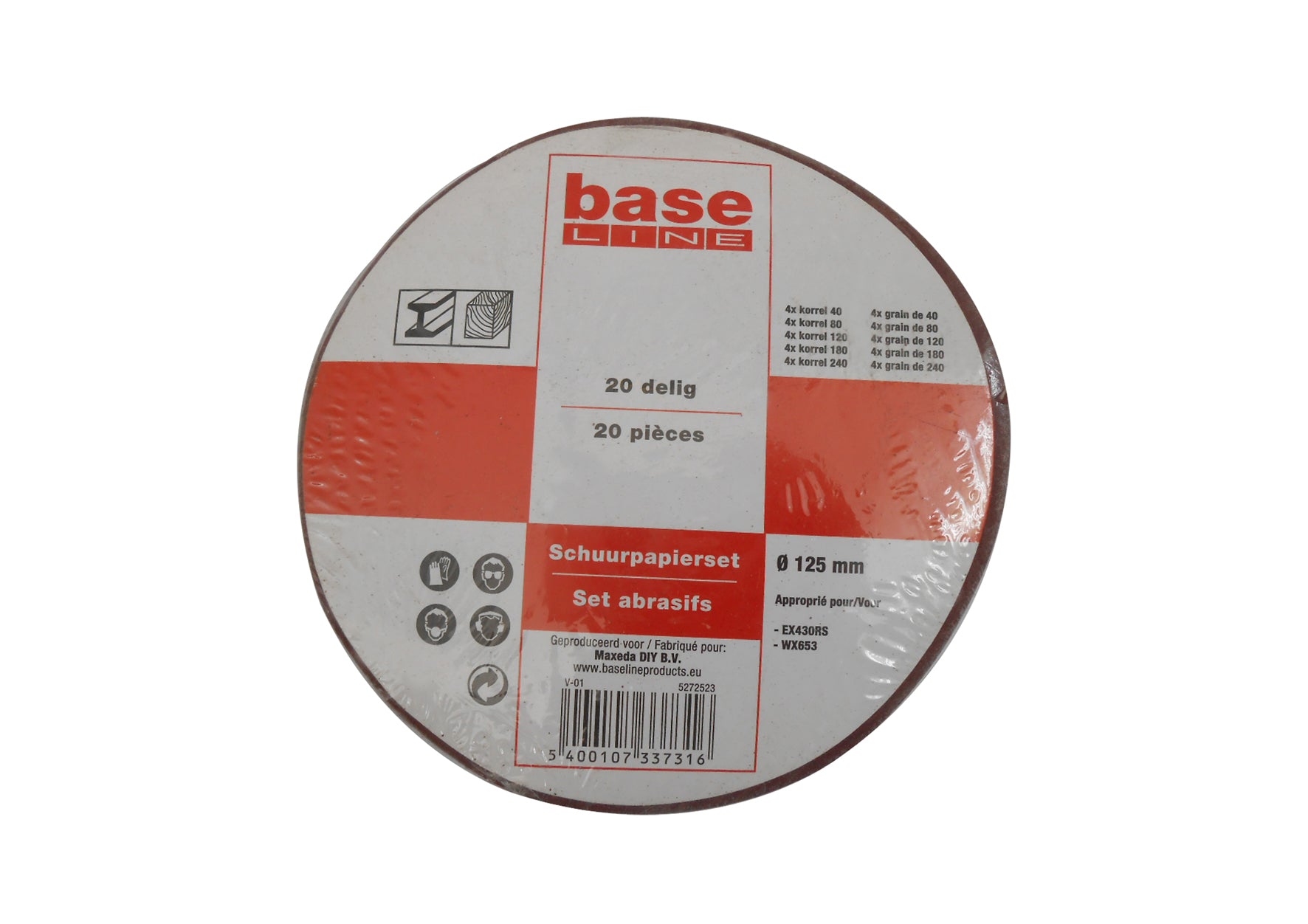 Baseline schuurpapierpack 125mm 20stuks