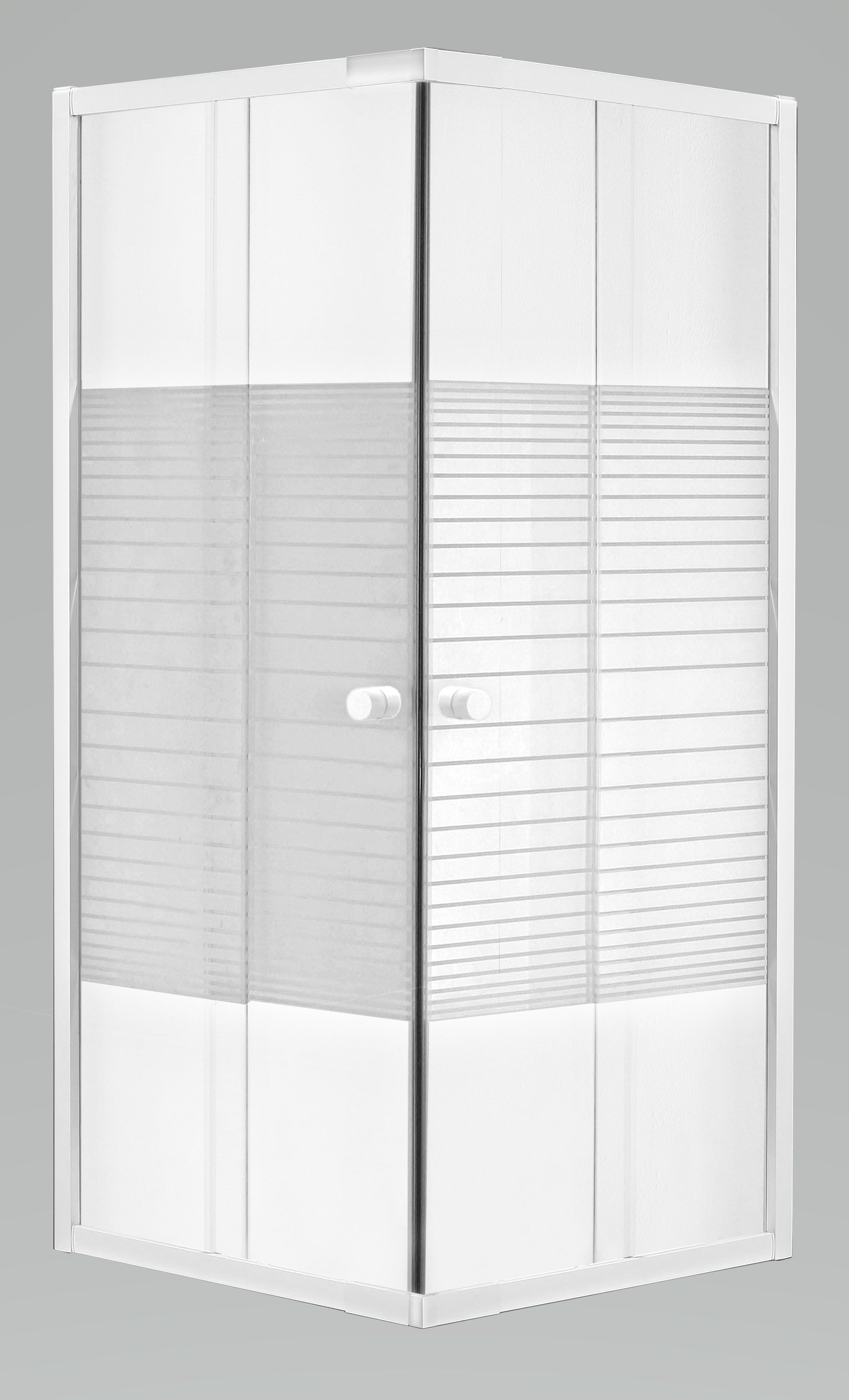 Baseline - Douche Hoekinstap 77-89 x 185CM - Wit Profiel - 4 mm Gestreept glasmotief