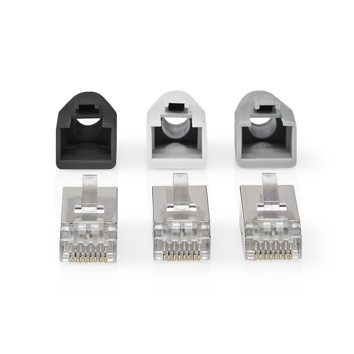 Nedis RJ45-connector Stylish Titanium Box RJ45 Pass Through - FTP stevig/gesnoerd CAT6 wit / grijs / zwart