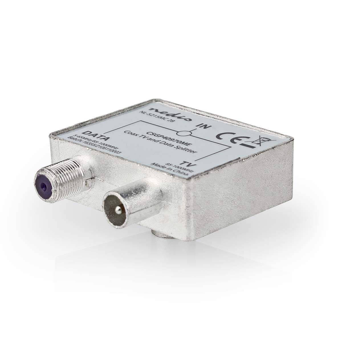 Nedis satelliet- en antenne-adapter Fresh Green Box F vrouwelijk / IEC (coax) mannelijk - IEC (coax) vrouwelijk zilver / metaal