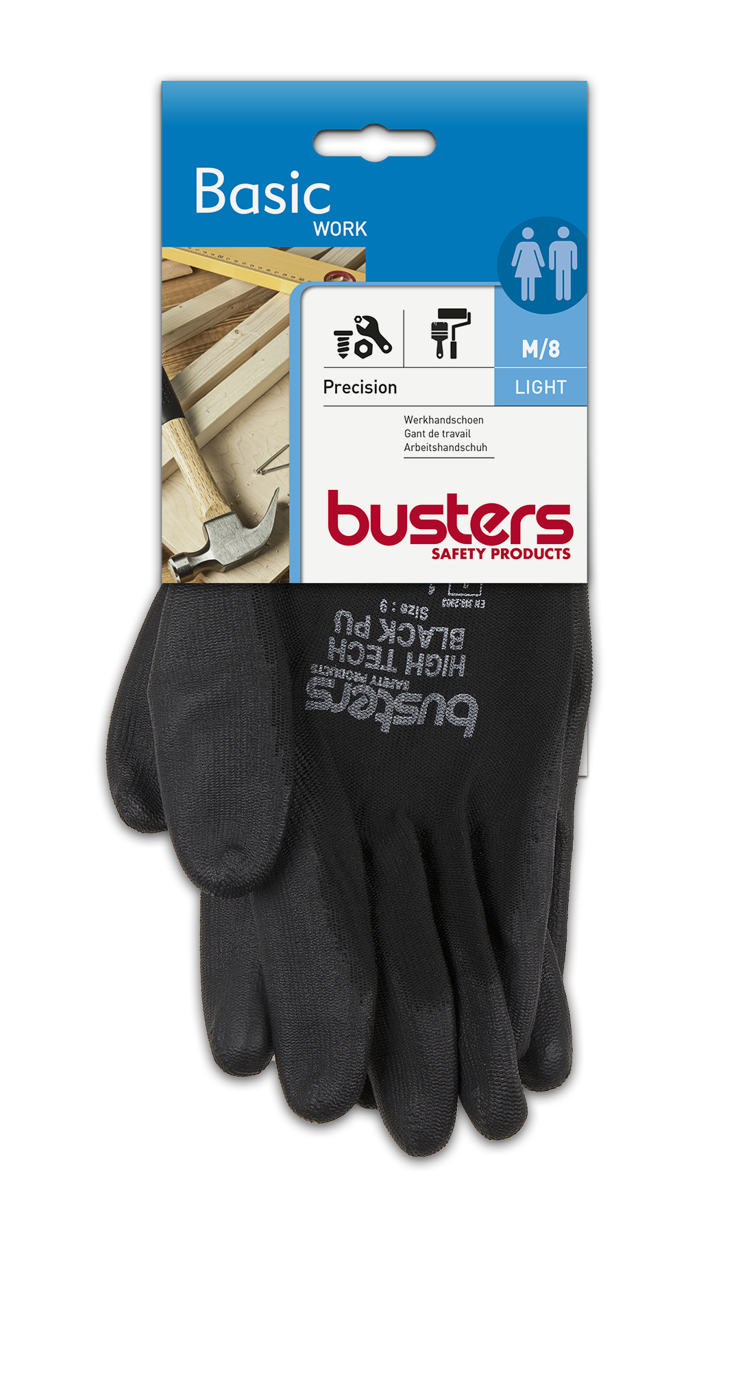 Busters handschoenen Precision nylon zwart M8