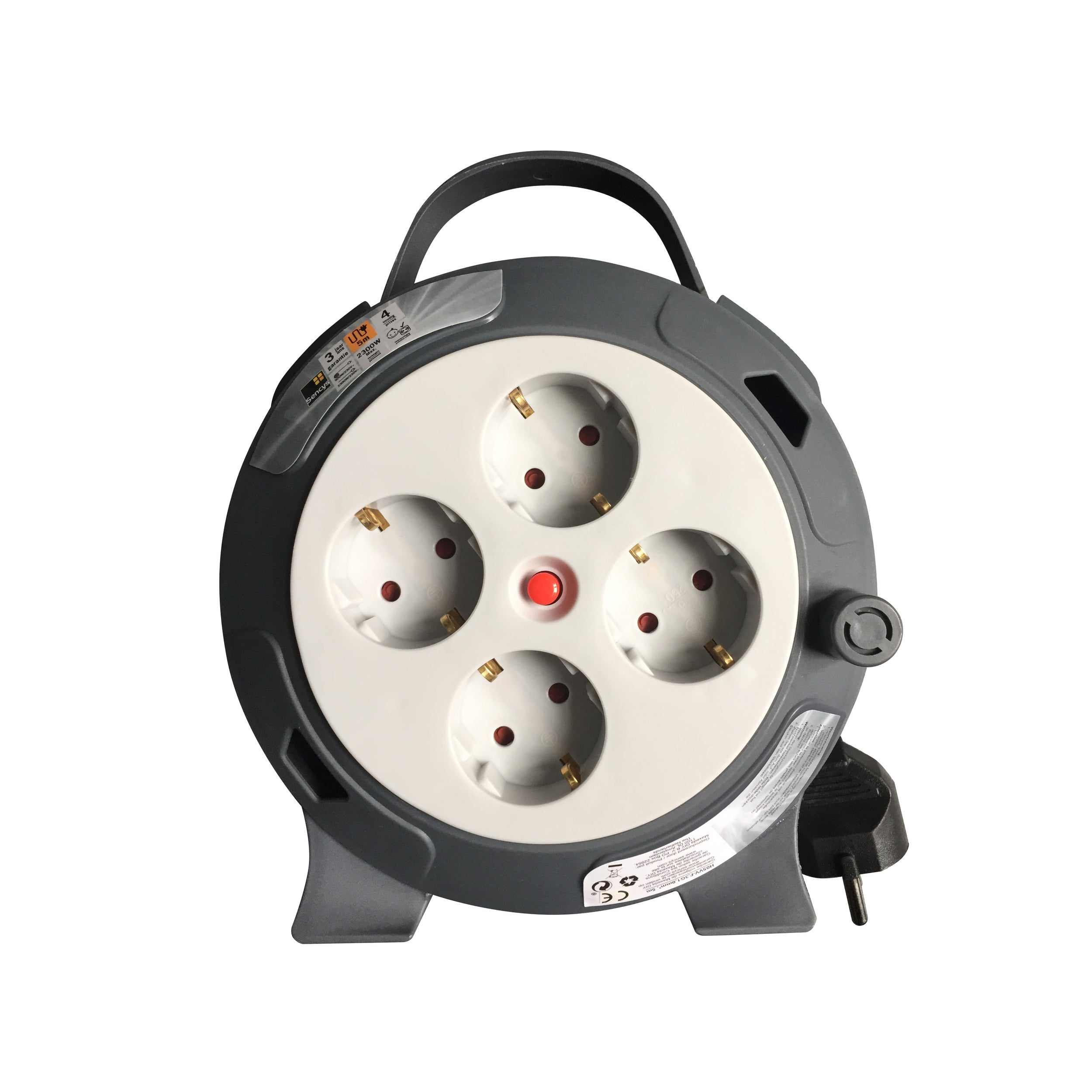 Sencys schuko haspel 5m 3G1.0 grijs