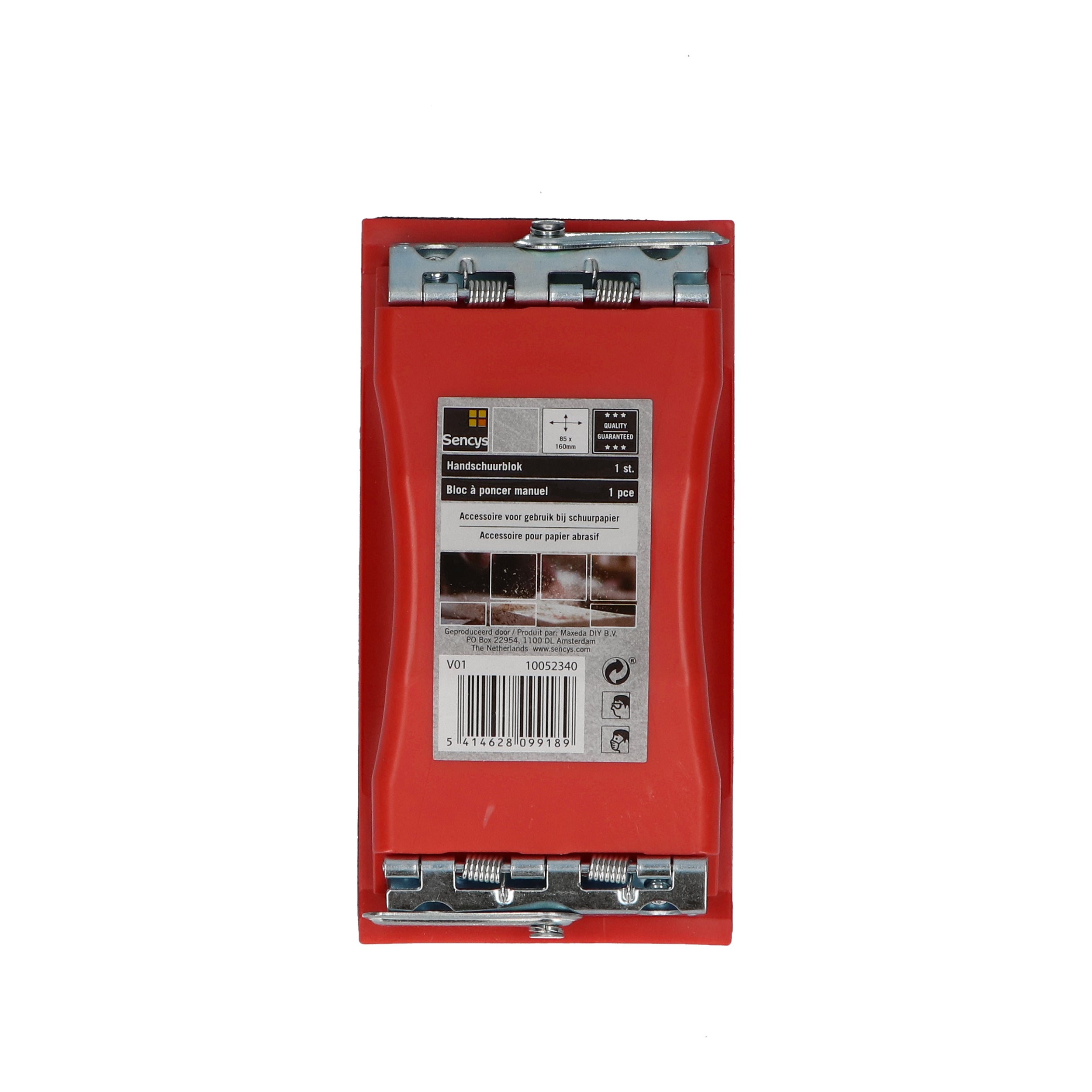 Sencys handschuurblok met klem rood 160x85x40mm