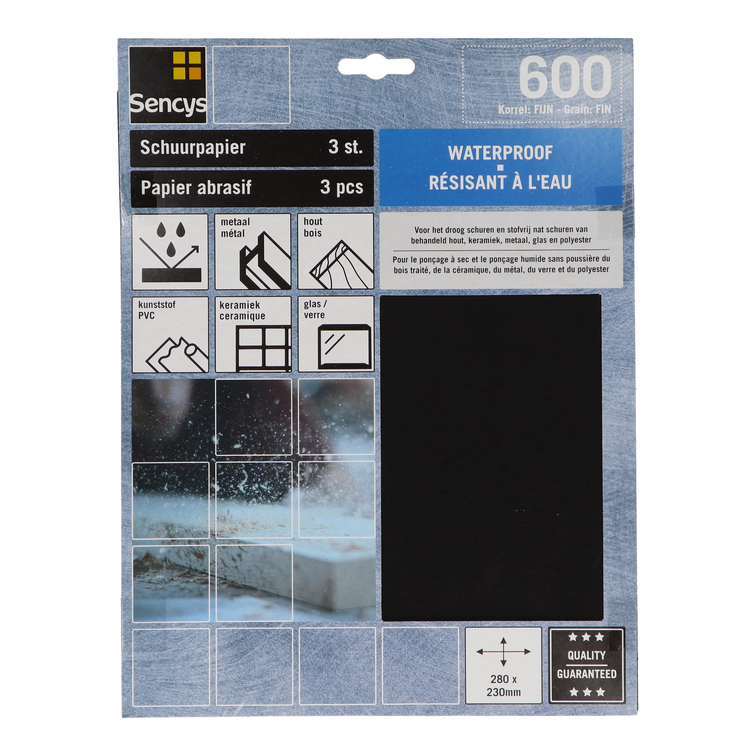 Sencys schuurvel wet & dry S/C 230x280mm P600 3st