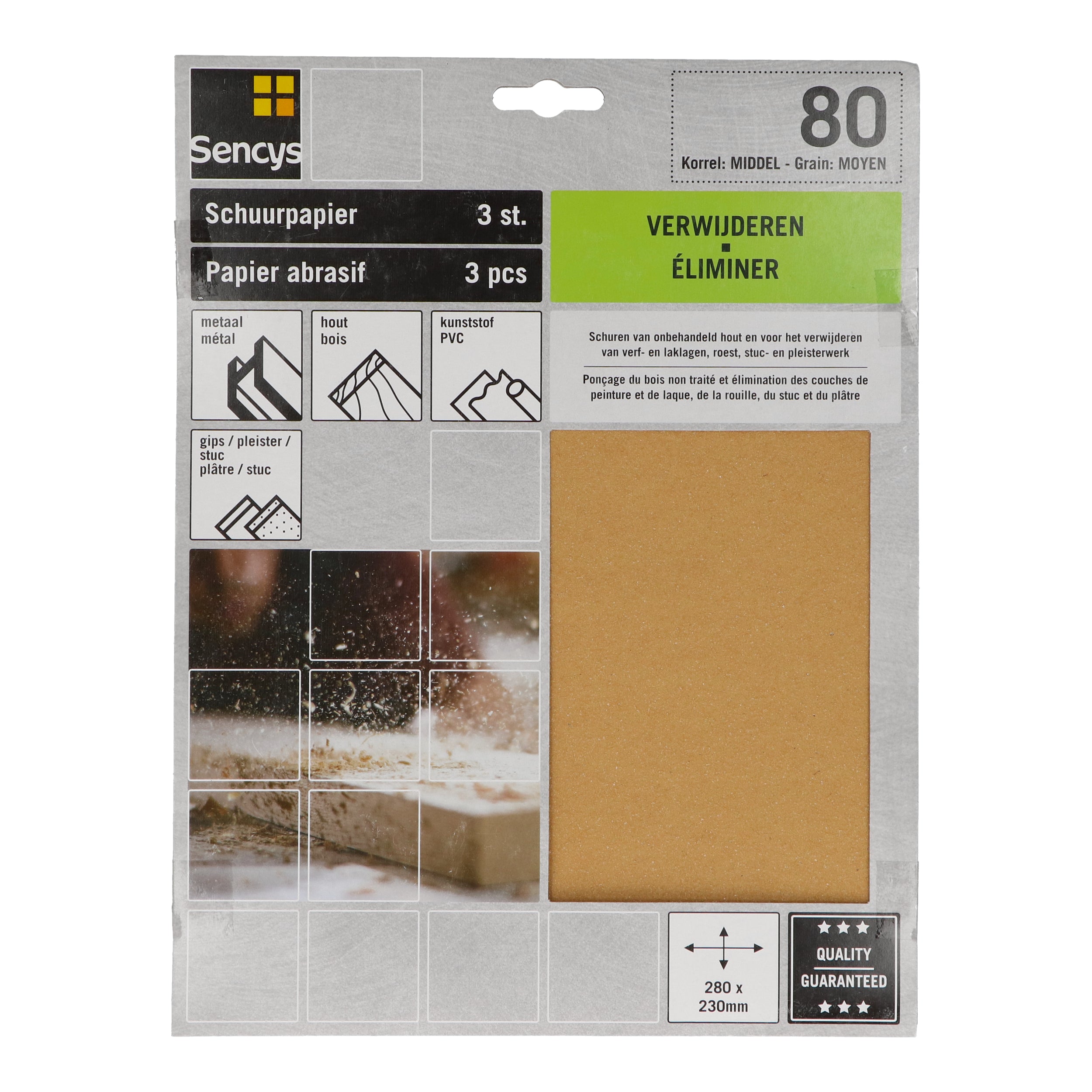 Sencys schuurvel A/O 230x280mm P80 3st