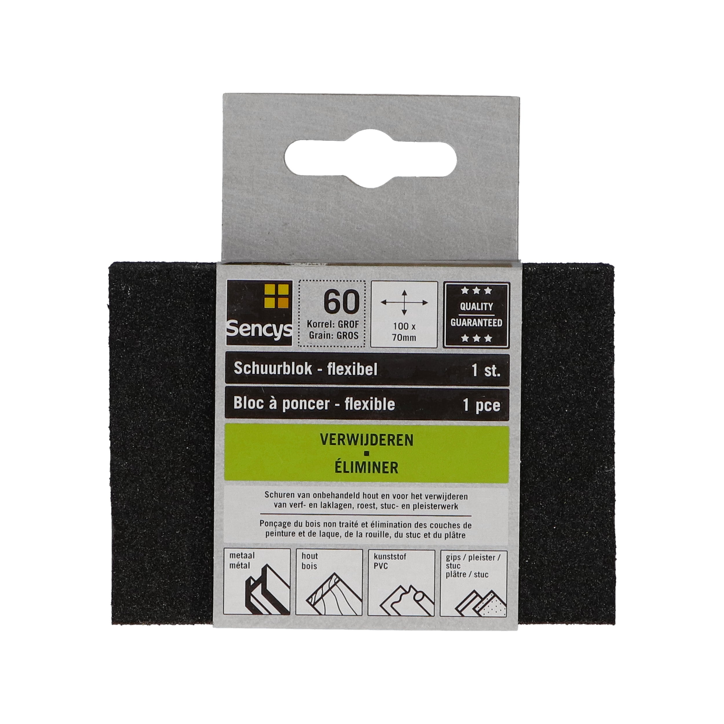 Sencys Schuurblok P60 70x100x25mm zwart
