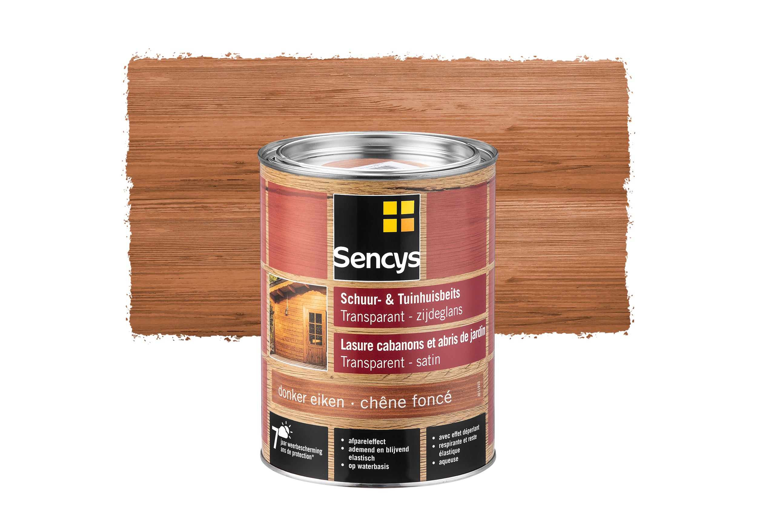 Sencys tuinhoutbeits tuinhuis en schutting transparant donker eiken 2,5L
