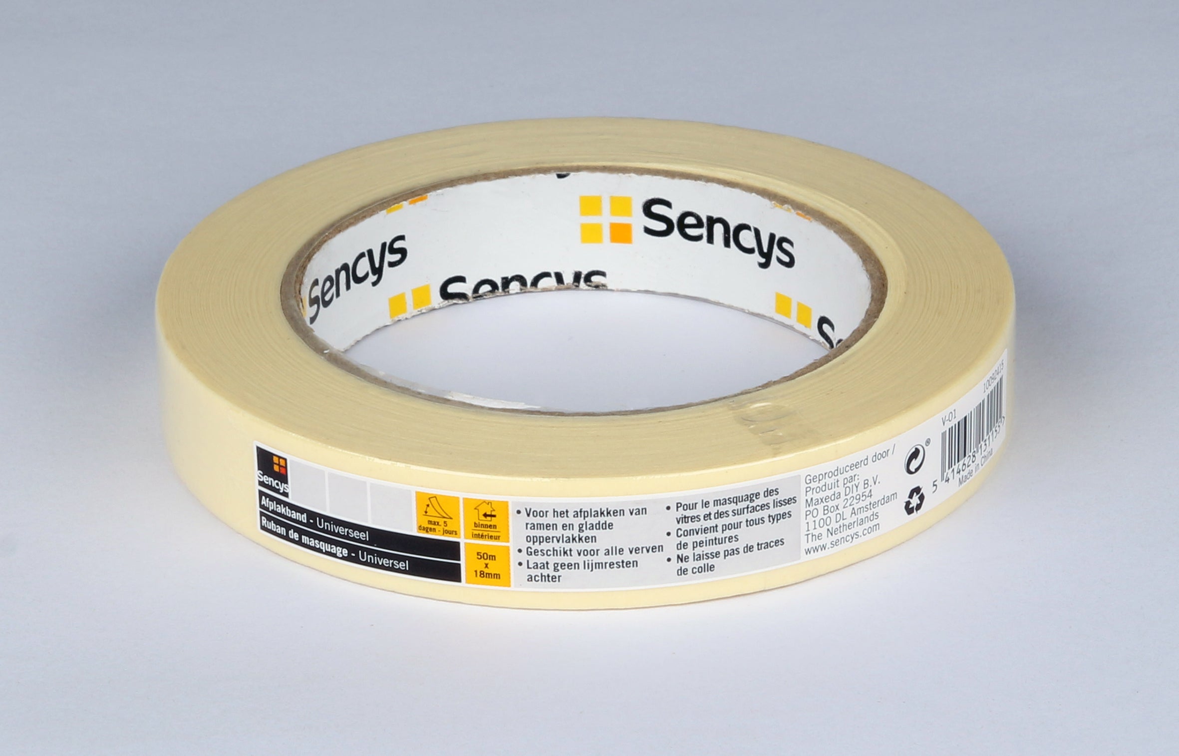 Sencys universeel afplaktape 50mx18mm
