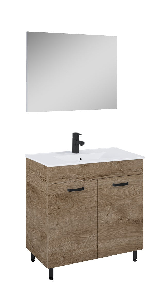 Ava badmeubelset 80cm 2 deuren eik en zwart