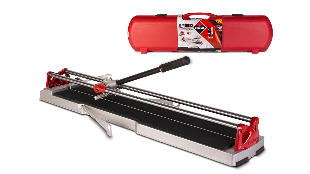 Tegelsnijder Speed-92 Magnet met koffer. Met 2 geleiders voor een betere zichtbaarheid en een breekkracht 800kg. Incl. snijwieltje 8mm. Kan gebruikt worden met snijwieltjes van 6mm tot 8mm.