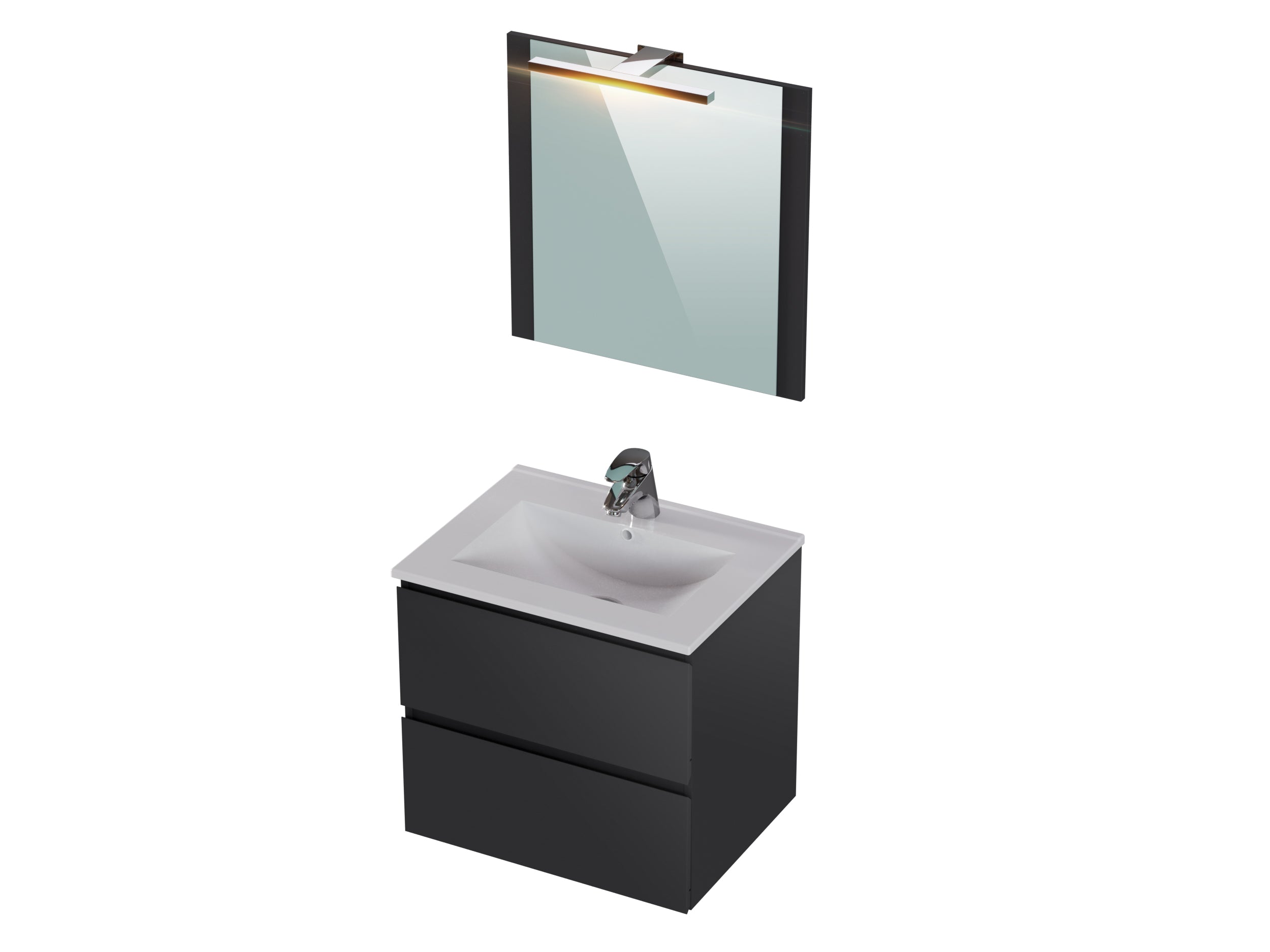 T-Bath badmeubelset Milenio 60cm grijs glanzend