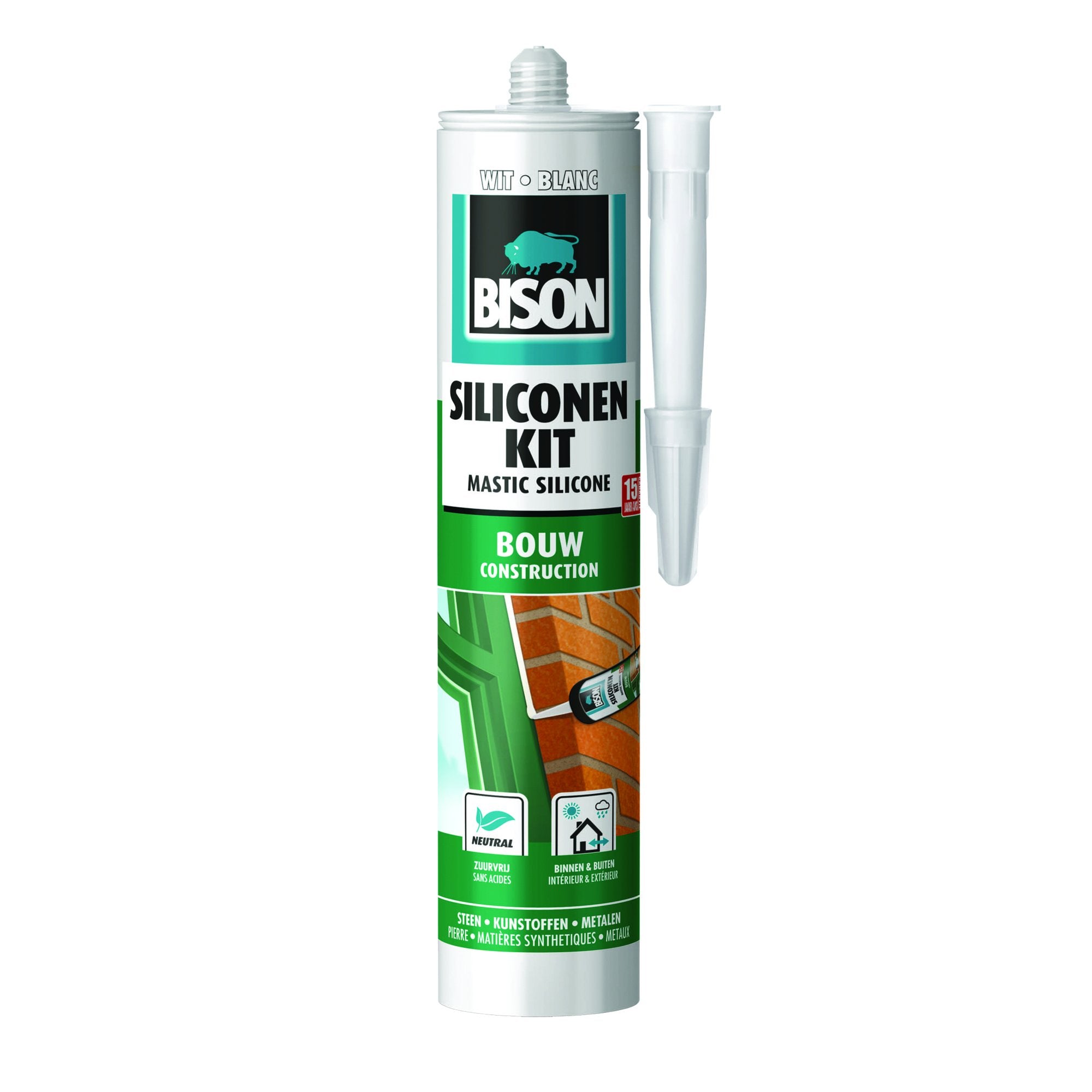 Bison siliconenkit bouw wit 300ml