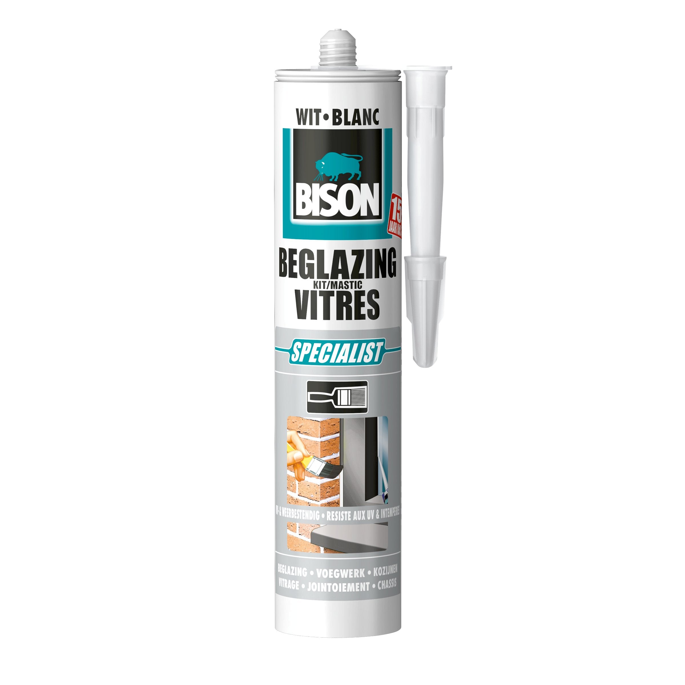 Bison beglazingskit wit 290ml