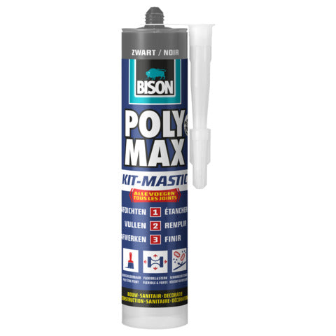 Bison afdichtingskit Poly Max zwart 280ml