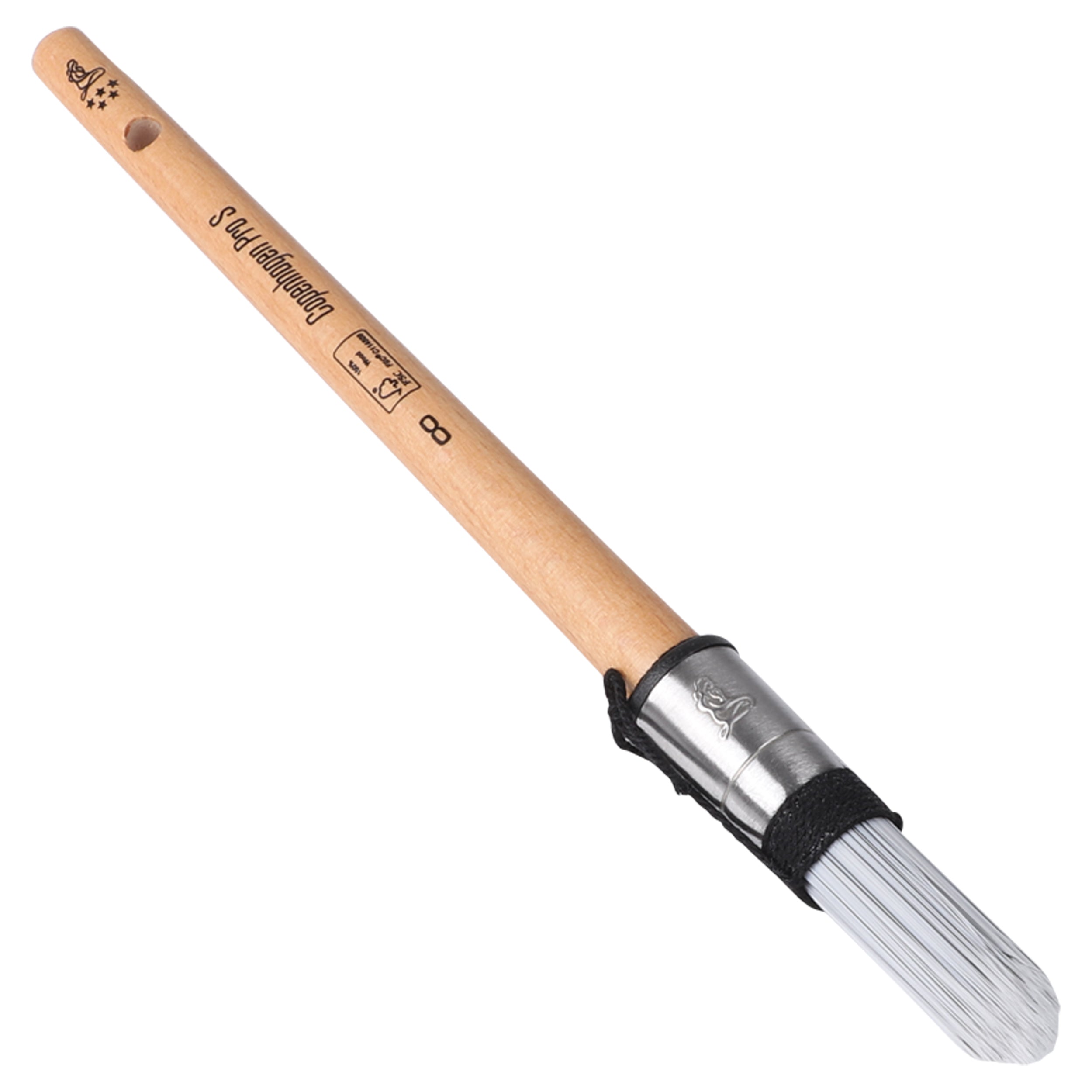 Copenhagen Pro S Patentpuntkwast 5*, mt. 8, Synthetisch haar, FSC houten steel