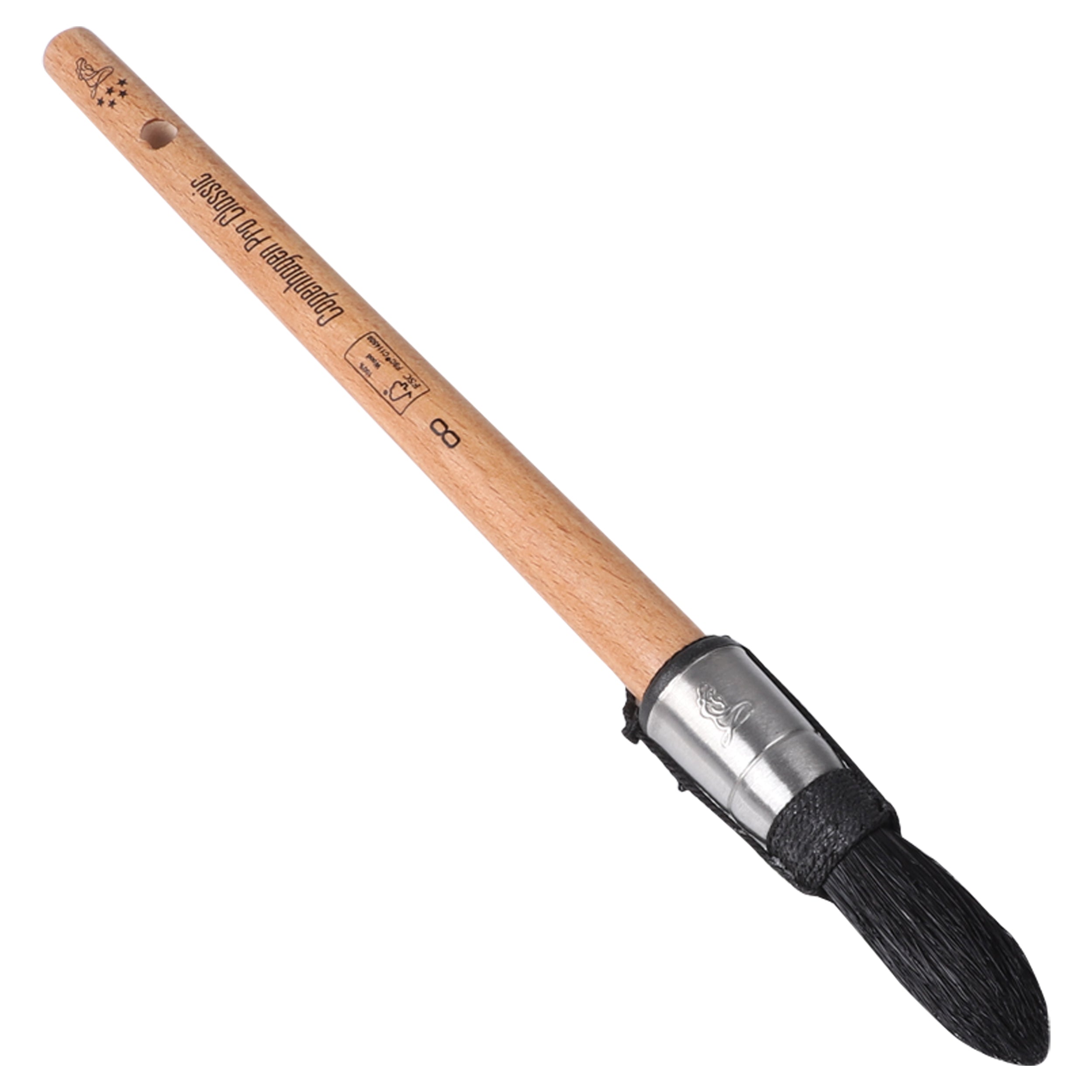 Copenhagen Pro CLASSIC Patentpuntkwast 5*, mt. 8, Zwart Chinees varkenshaar, FSC houten steel