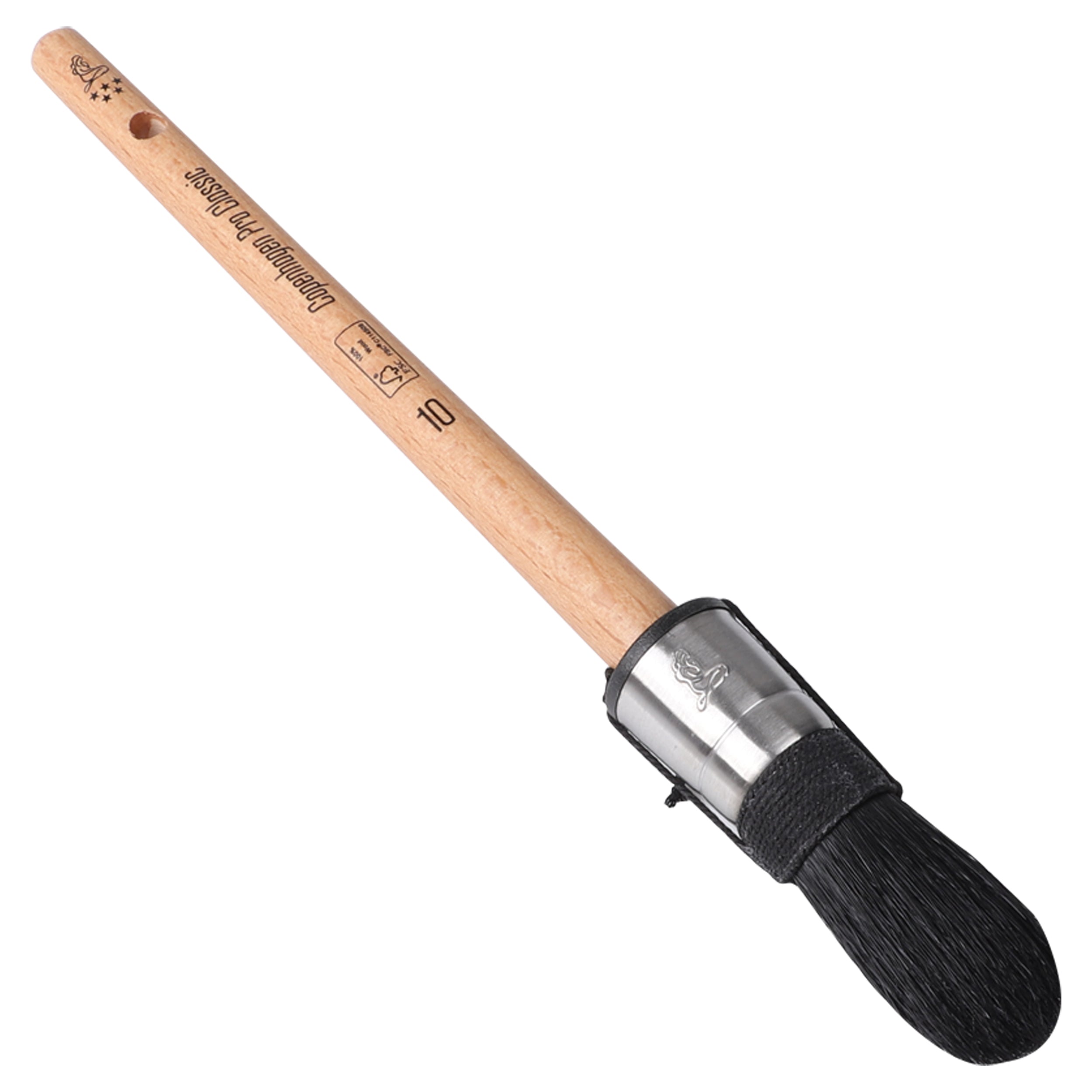 Copenhagen Pro CLASSIC Patentpuntkwast 5*, mt. 10, Zwart Chinees varkenshaar, FSC houten steel