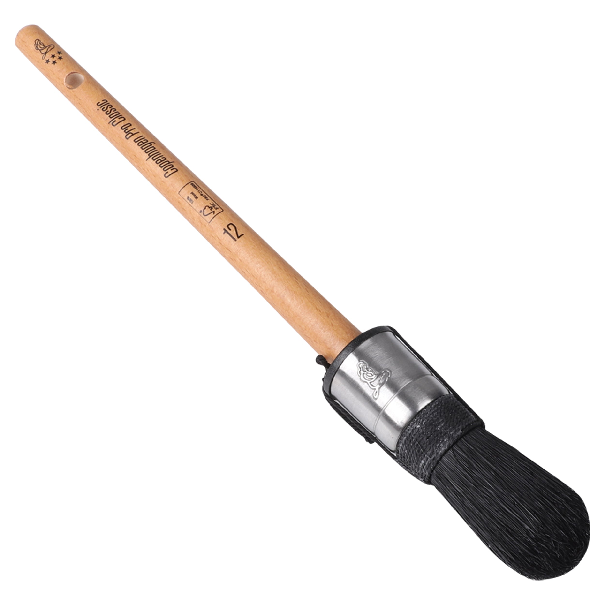 Copenhagen Pro CLASSIC Patentpuntkwast 5*, mt. 12, Zwart Chinees varkenshaar, FSC houten steel
