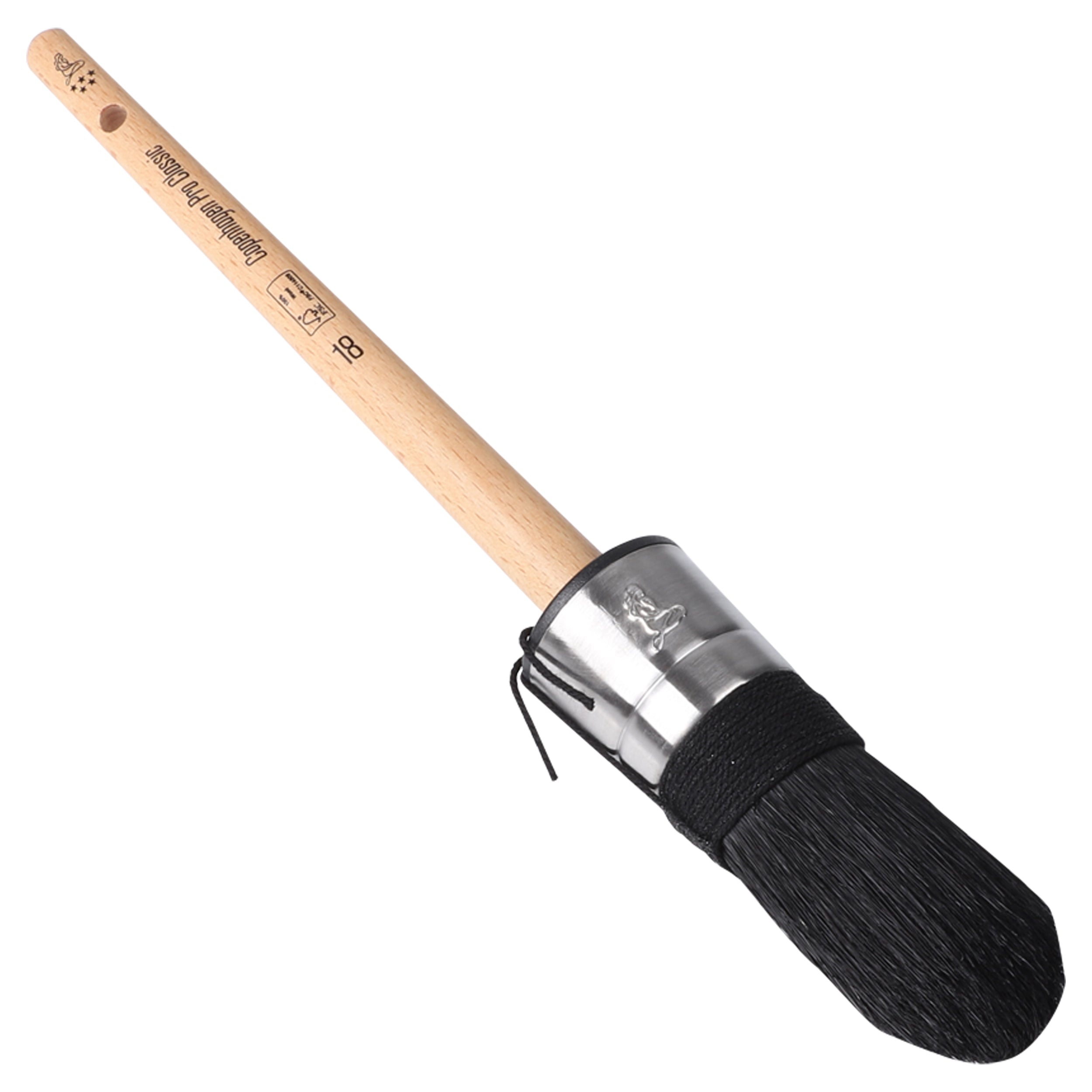 Copenhagen Pro CLASSIC Patentpuntkwast 5*, mt. 18, Zwart Chinees varkenshaar, FSC houten steel