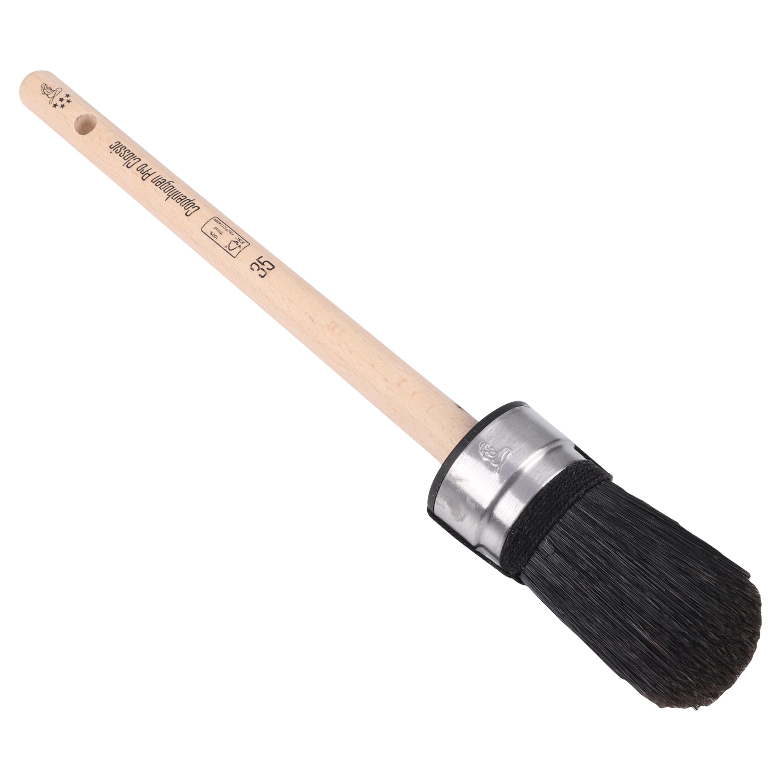 Copenhagen Pro CLASSIC Ovale kwast 5*, mt. 35, Zwart Chinees varkenshaar , FSC houten steel