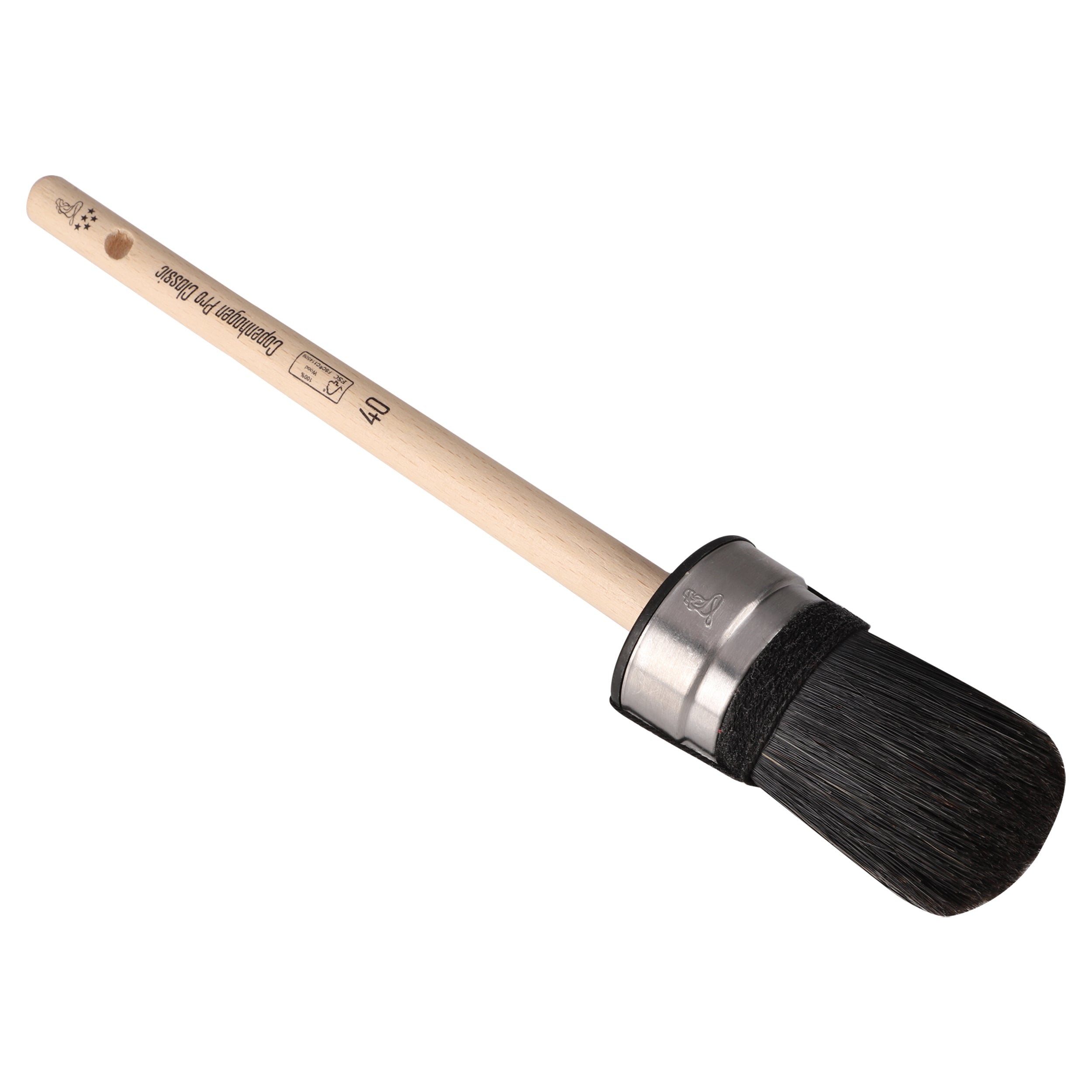 Copenhagen Pro CLASSIC Ovale kwast 5*, mt. 40, Zwart Chinees varkenshaar , FSC houten steel