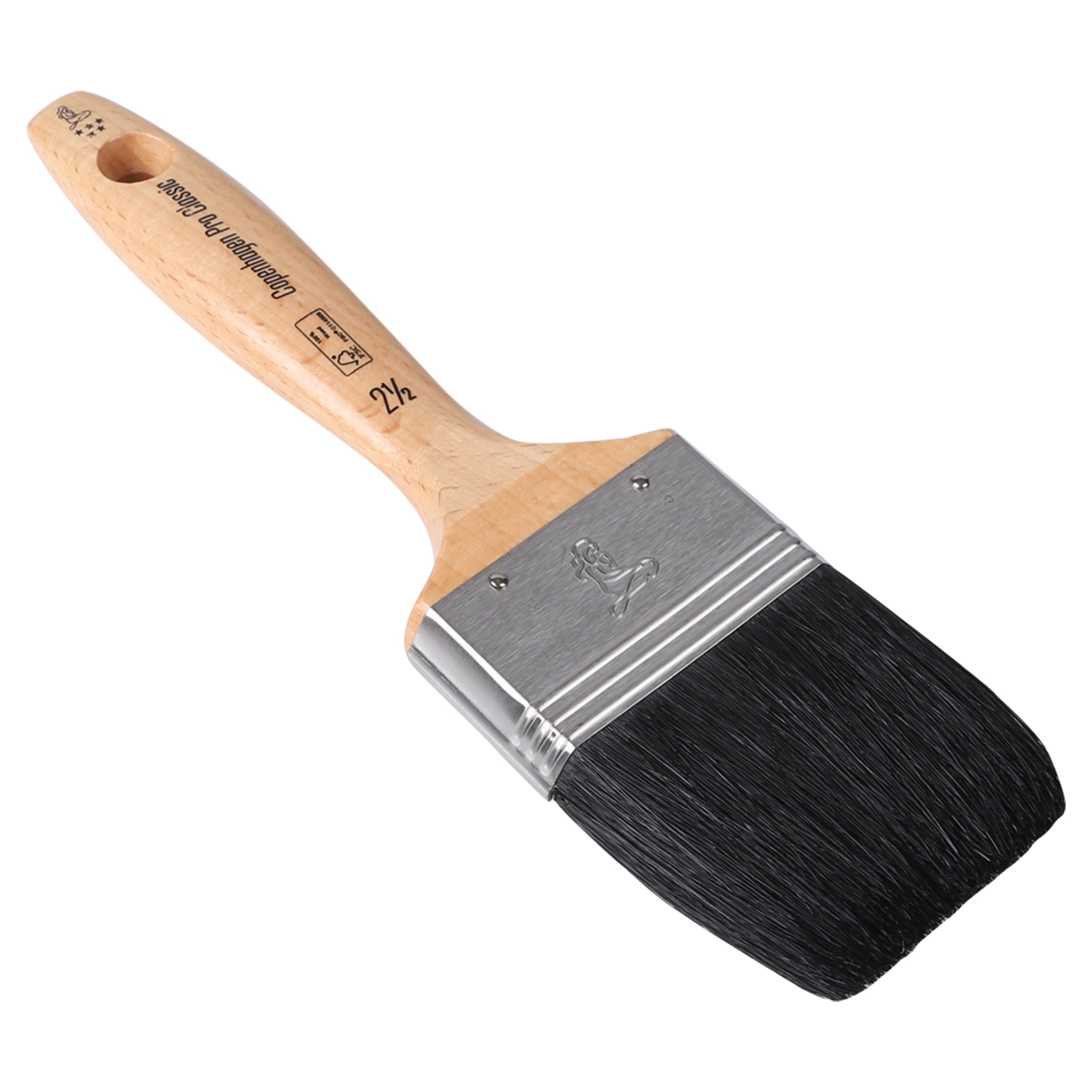 Copenhagen Pro CLASSIC Platte kwast 5*, mt. 2.5, Zwart Chinees varkenshaar, FSC houten steel