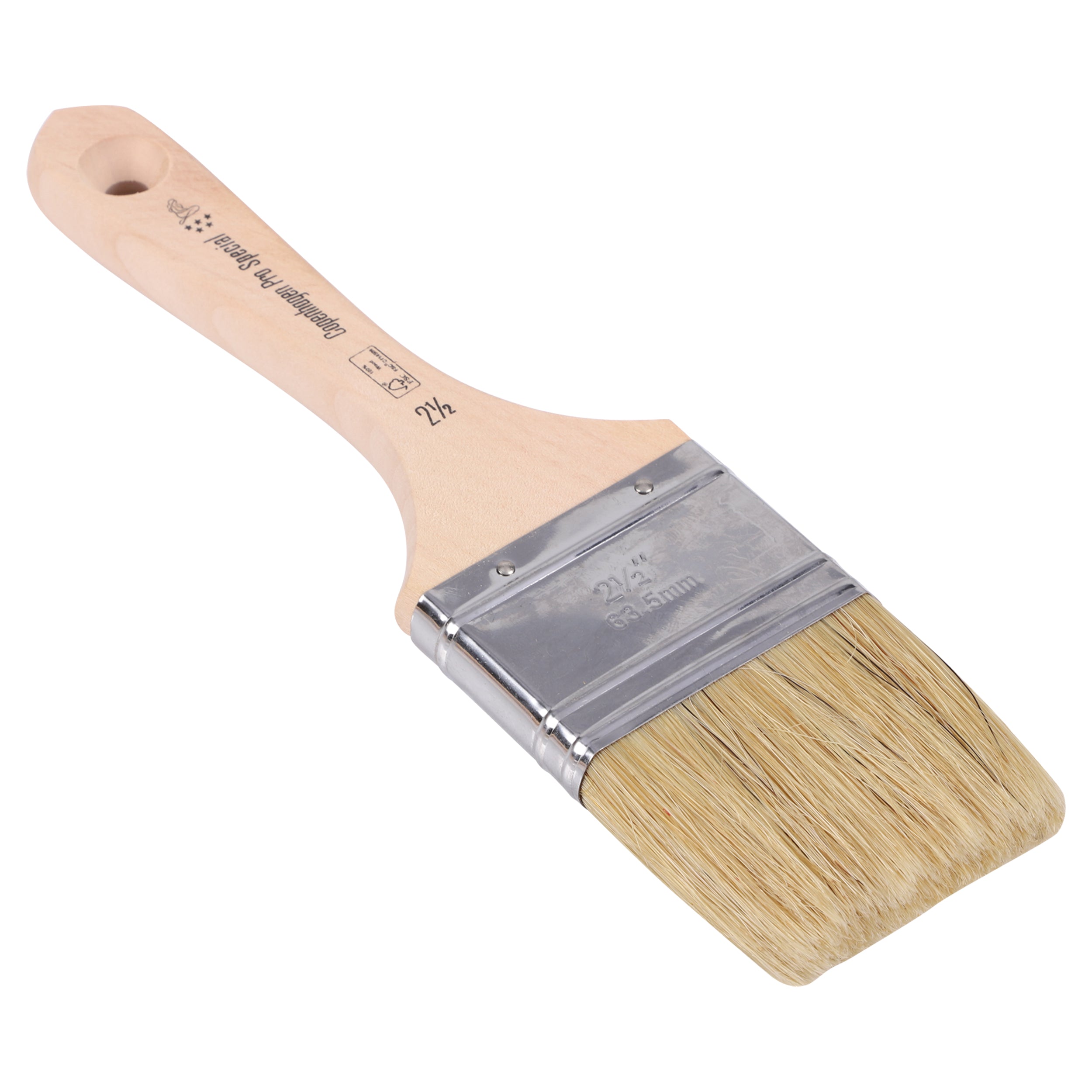 Copenhagen Pro 2 componenten Platte kwast 5*, mt. 2.5, Wit Chinees varkenshaar, FSC houten steel