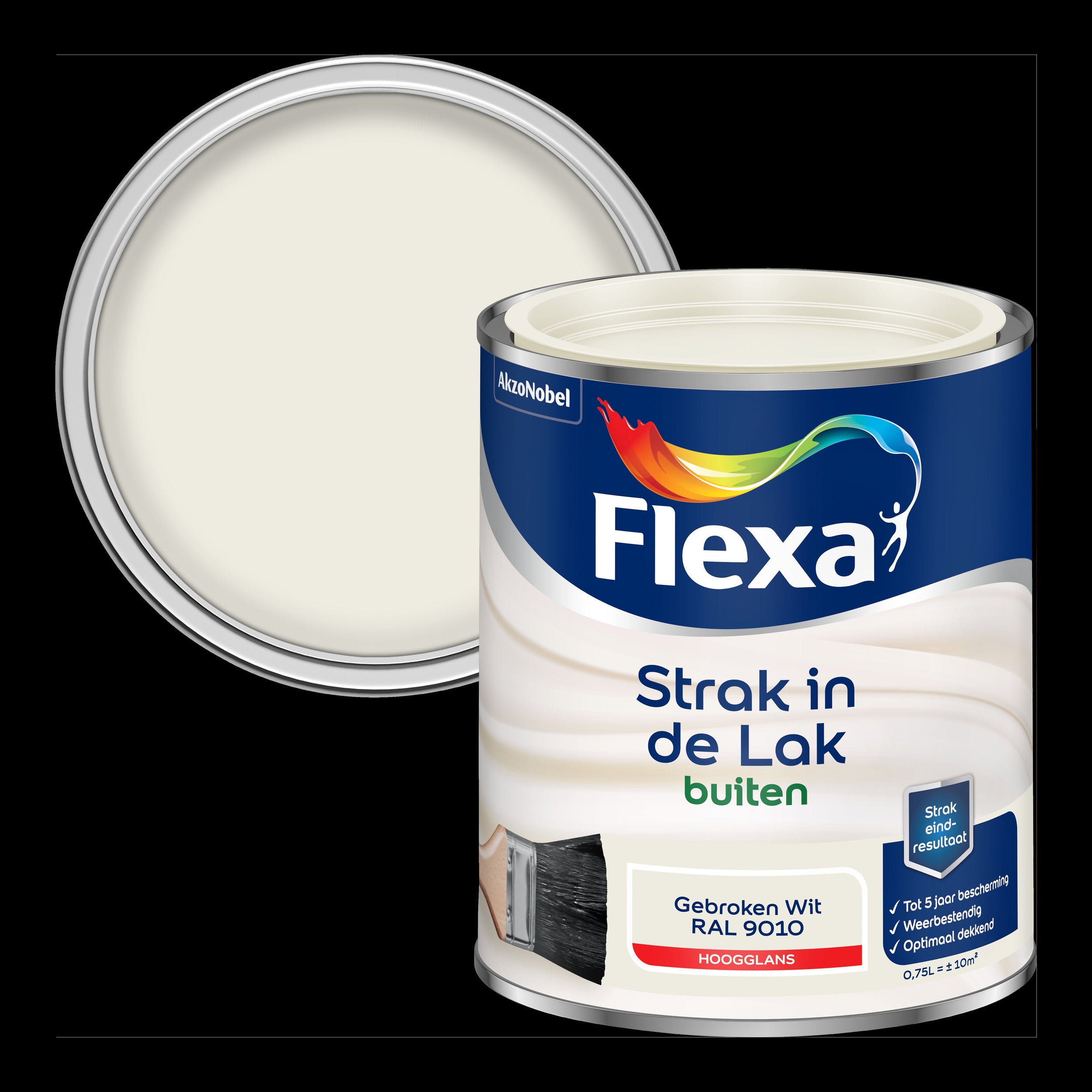 Flexa strak in de lak buitenlak hoogglans gebroken wit ral9010 750ml