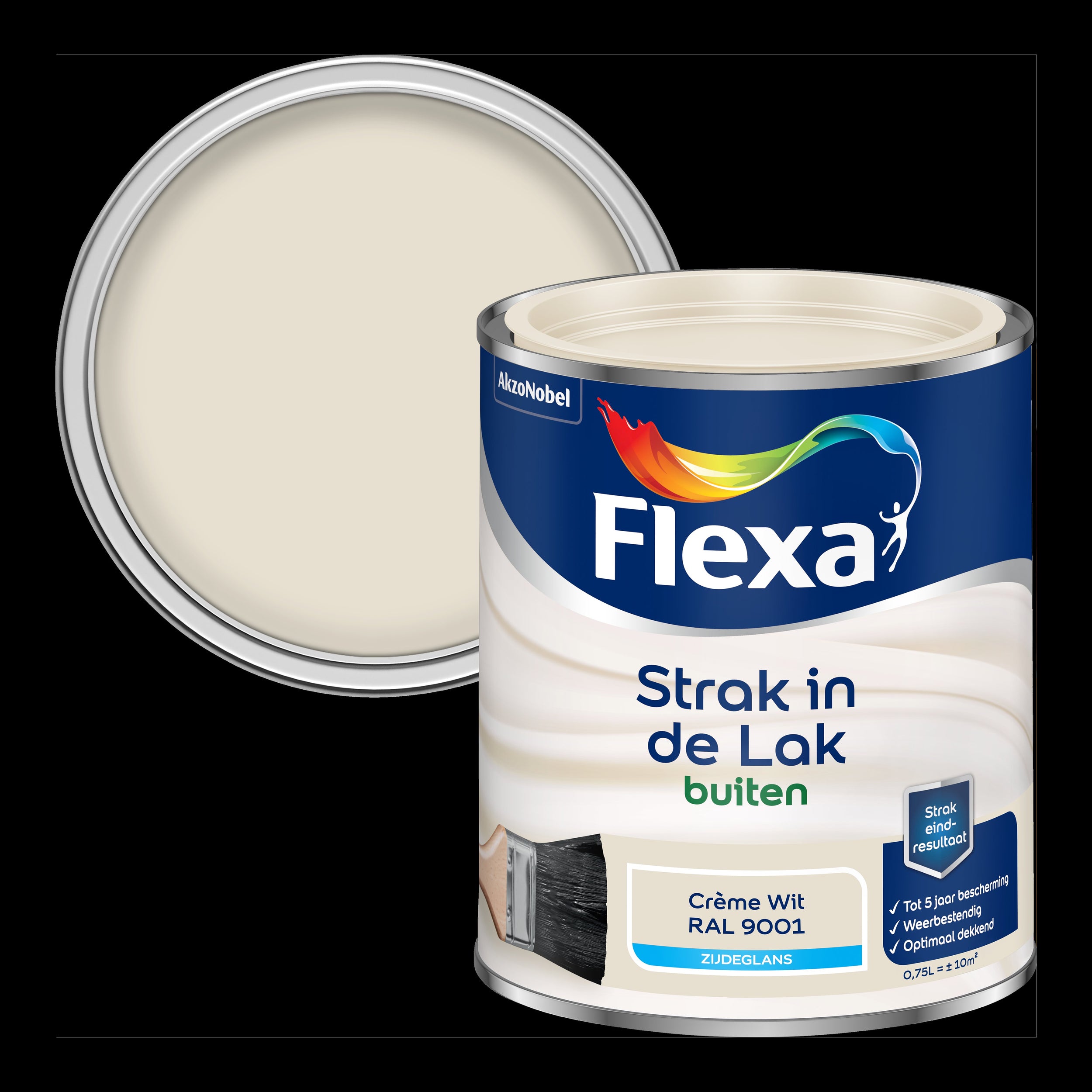 Flexa lak Strak de Lak zijdeglans crème wit RAL9001 750ml