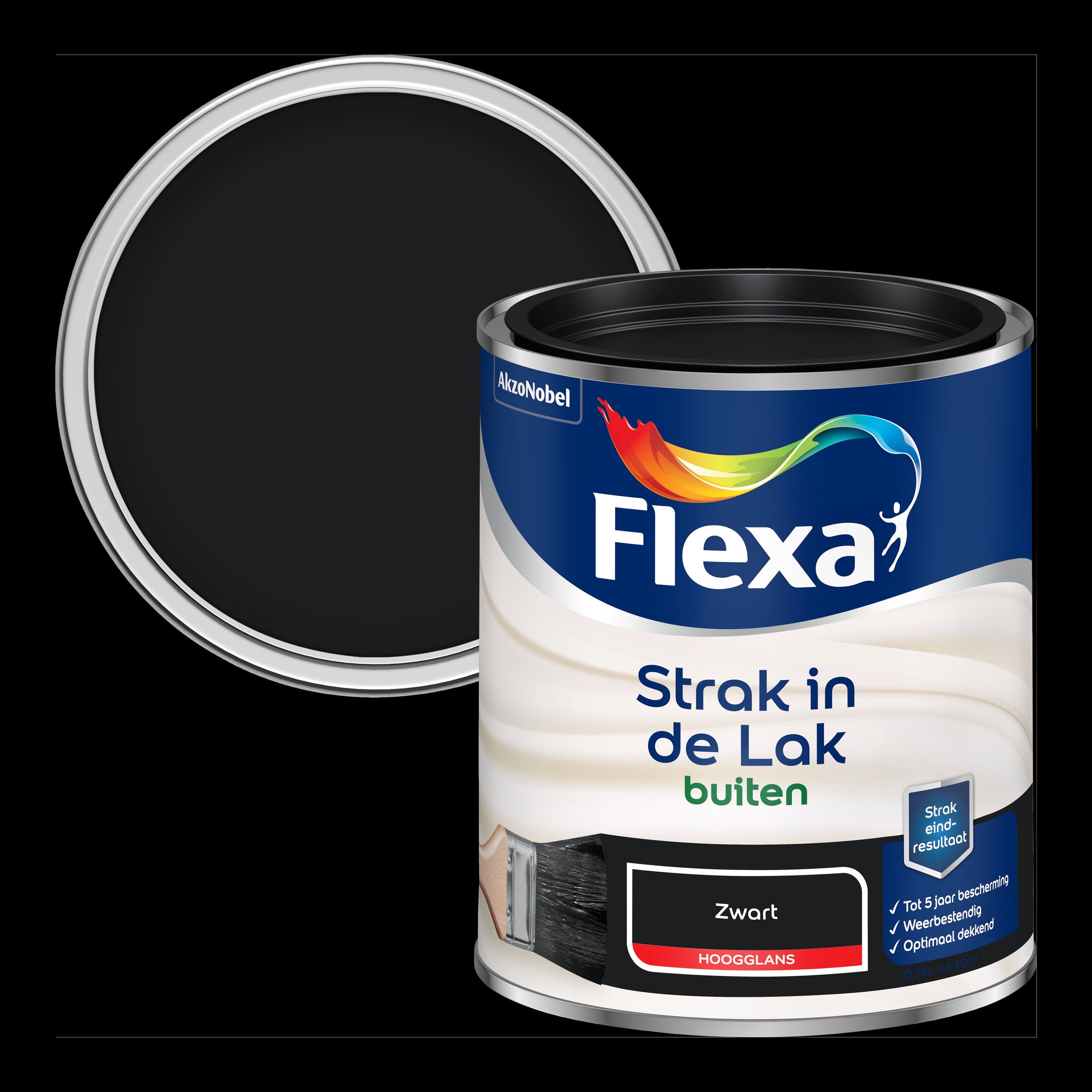Flexa strak in de lak buitenlak hoogglans zwart 750ml