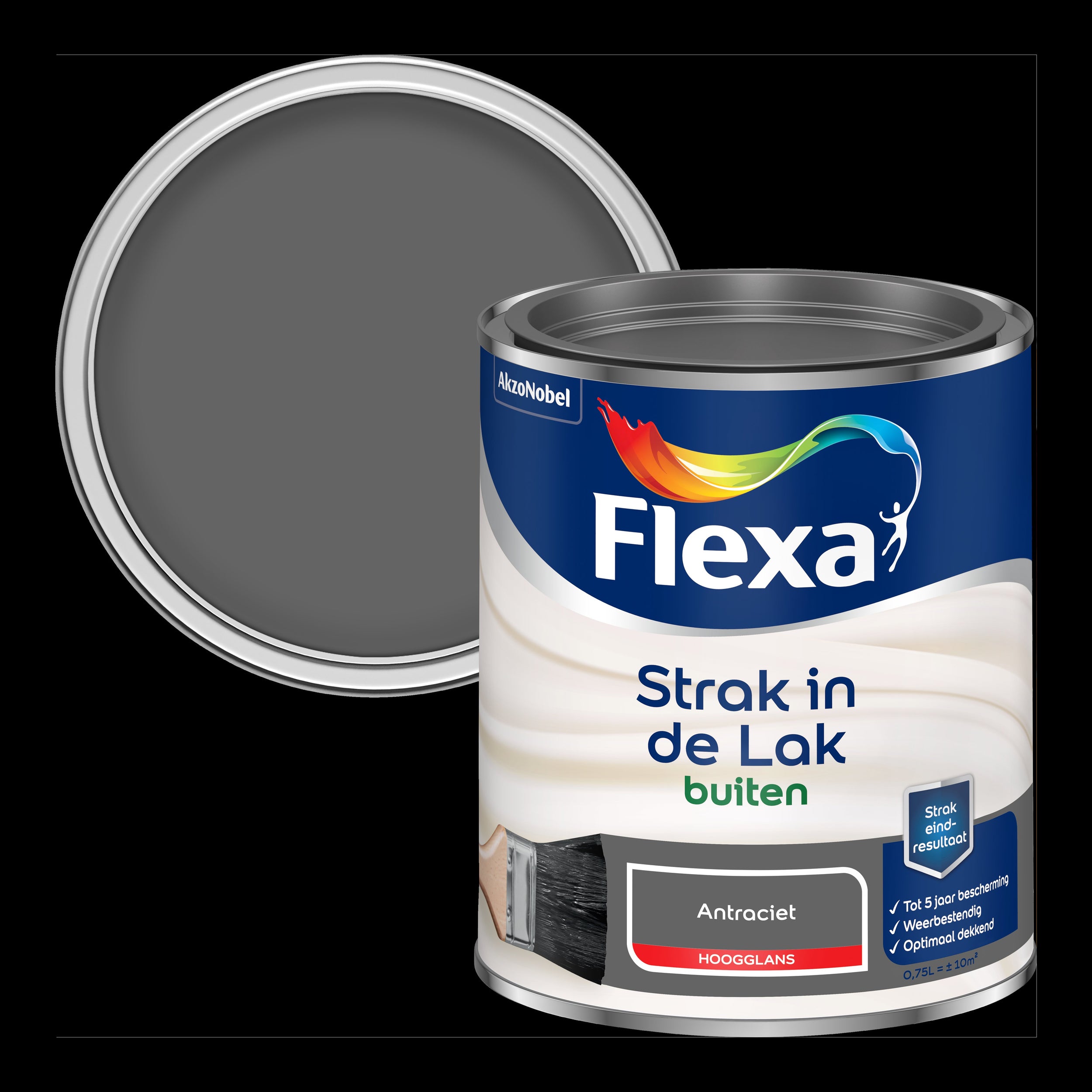 Flexa lak Strak de Lak hoogglans antraciet 750ml