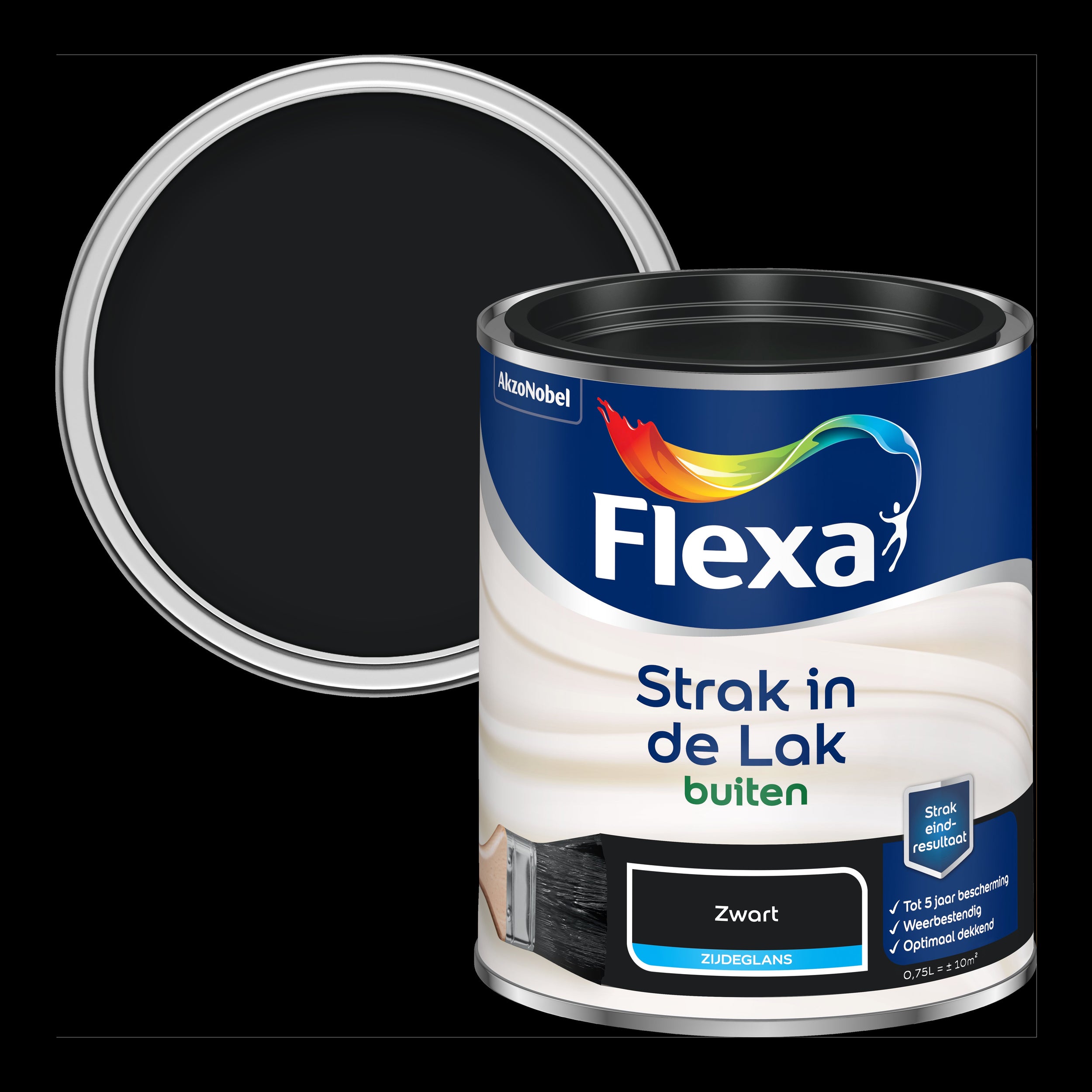 Flexa lak Strak de Lak zijdeglans zwart 750ml