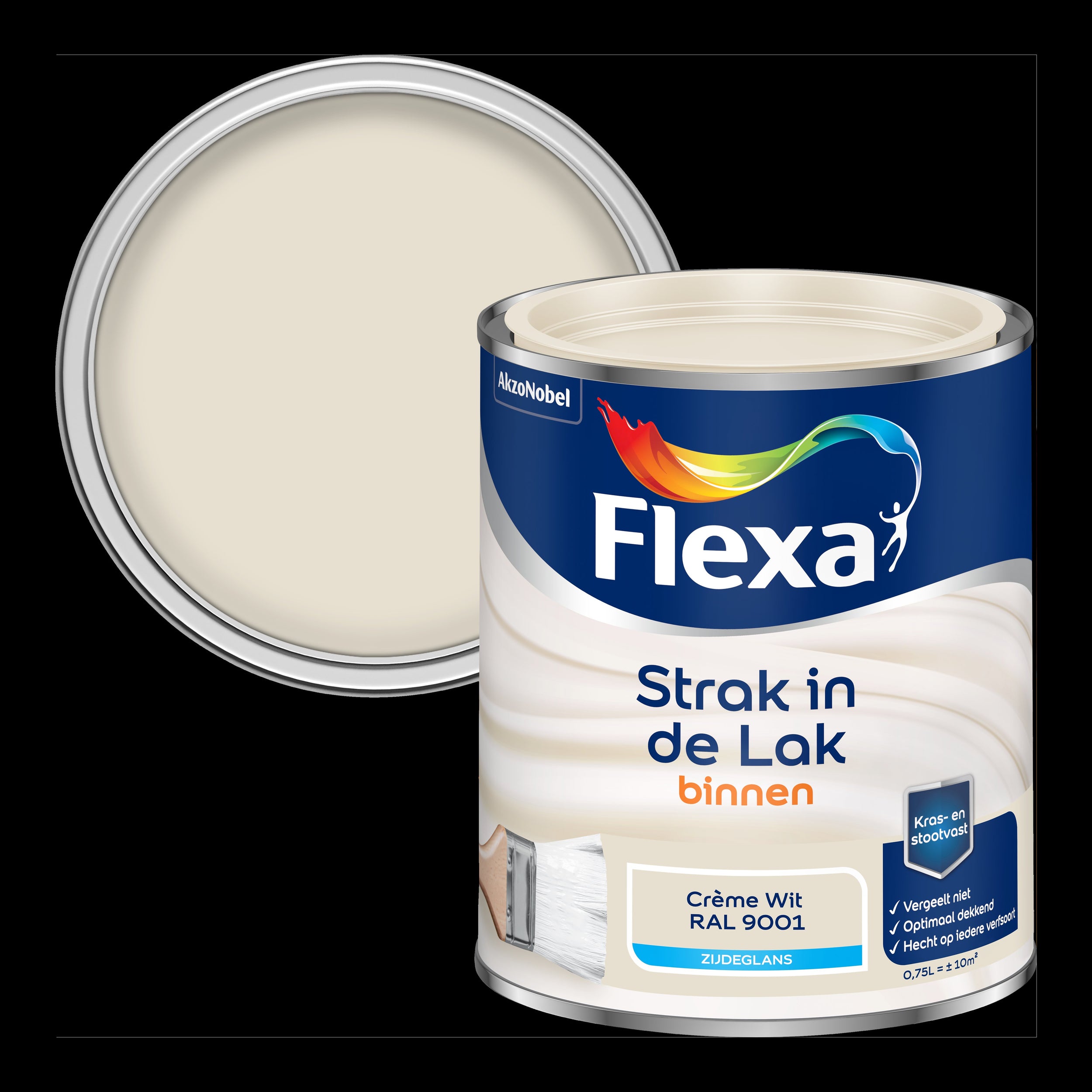 Flexa lak Strak de Lak zijdeglans crème wit RAL9001 750ml