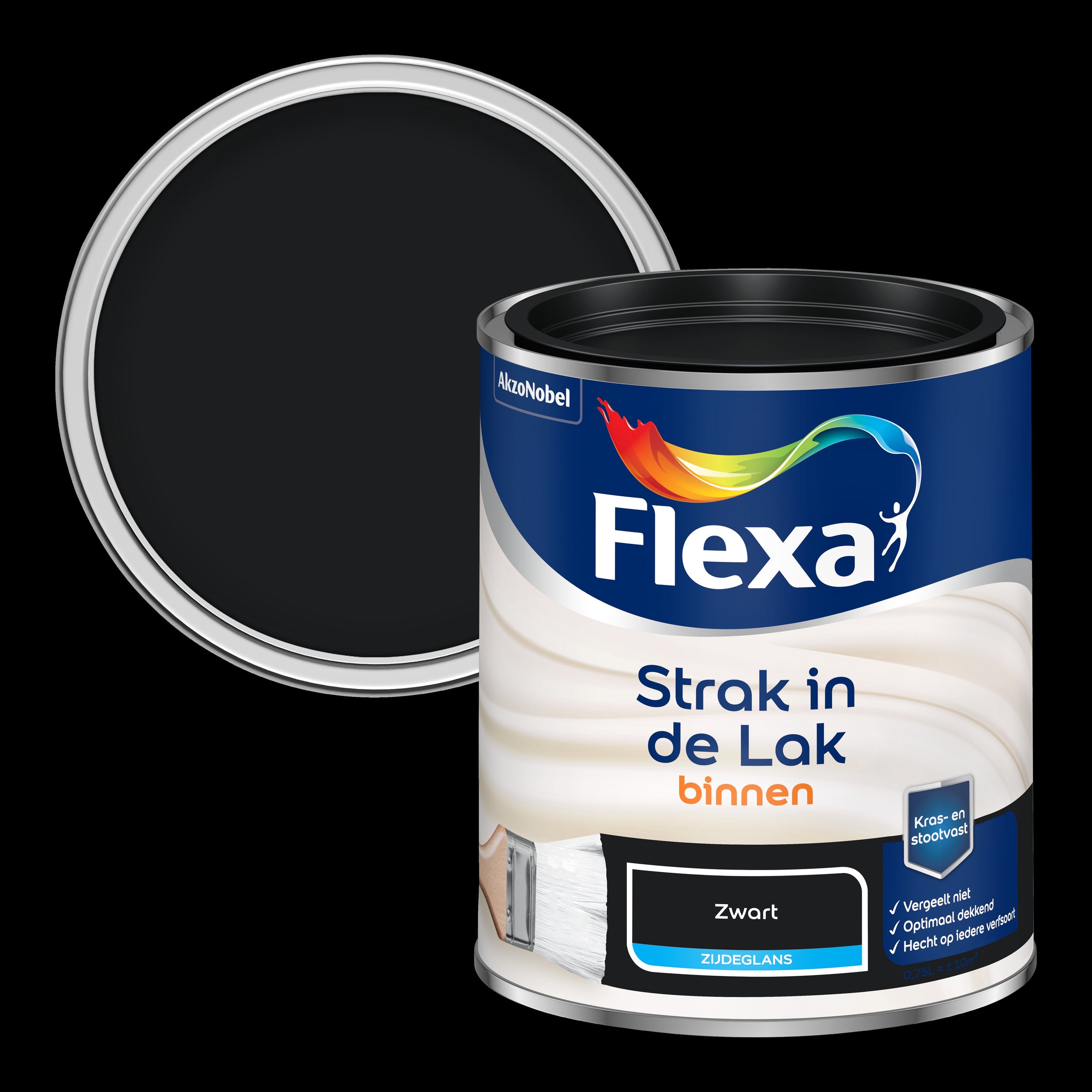 Flexa strak in de lak zijdeglans zwart 750ml