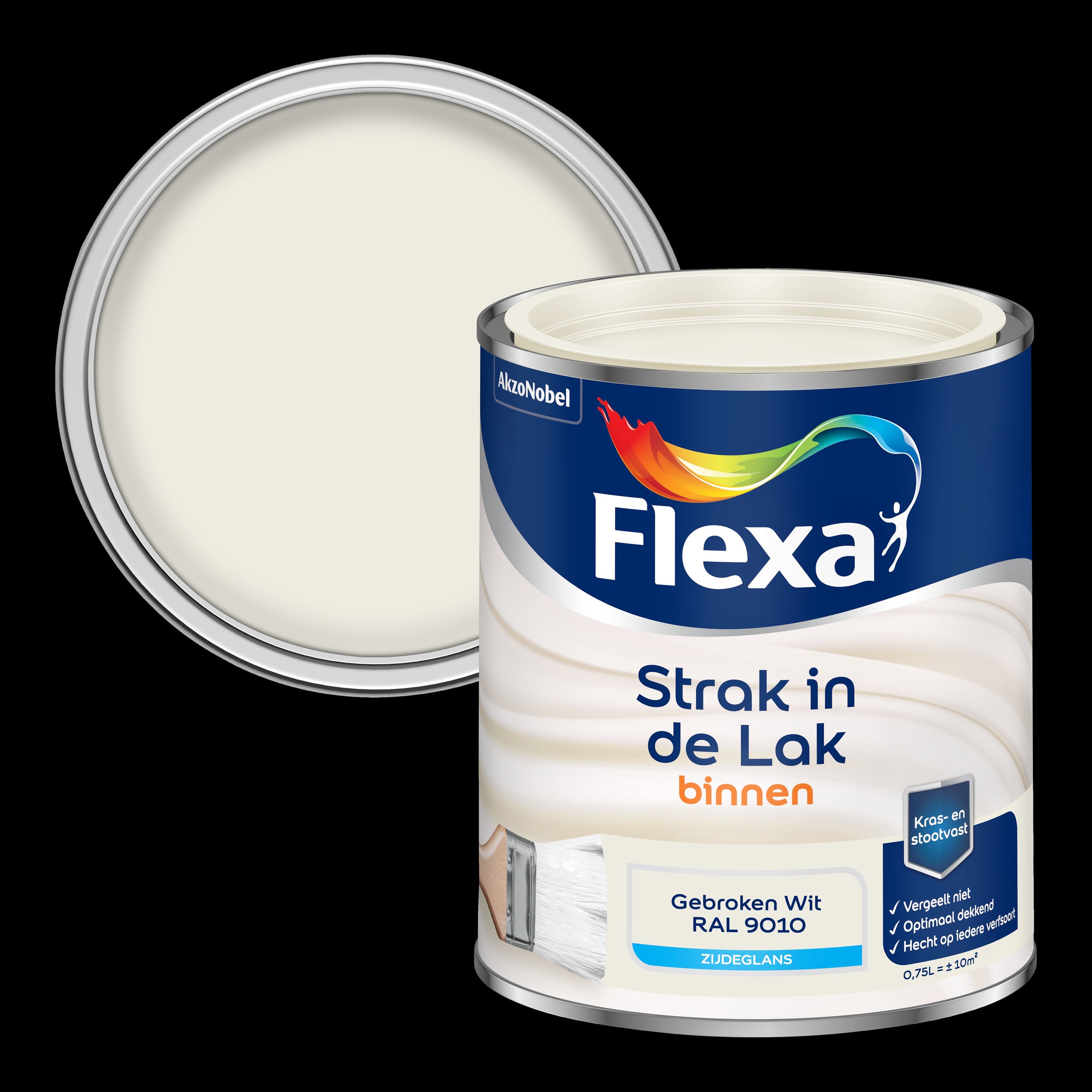 Flexa strak in de lak zijdeglans gebroken wit RAL9010 750ml