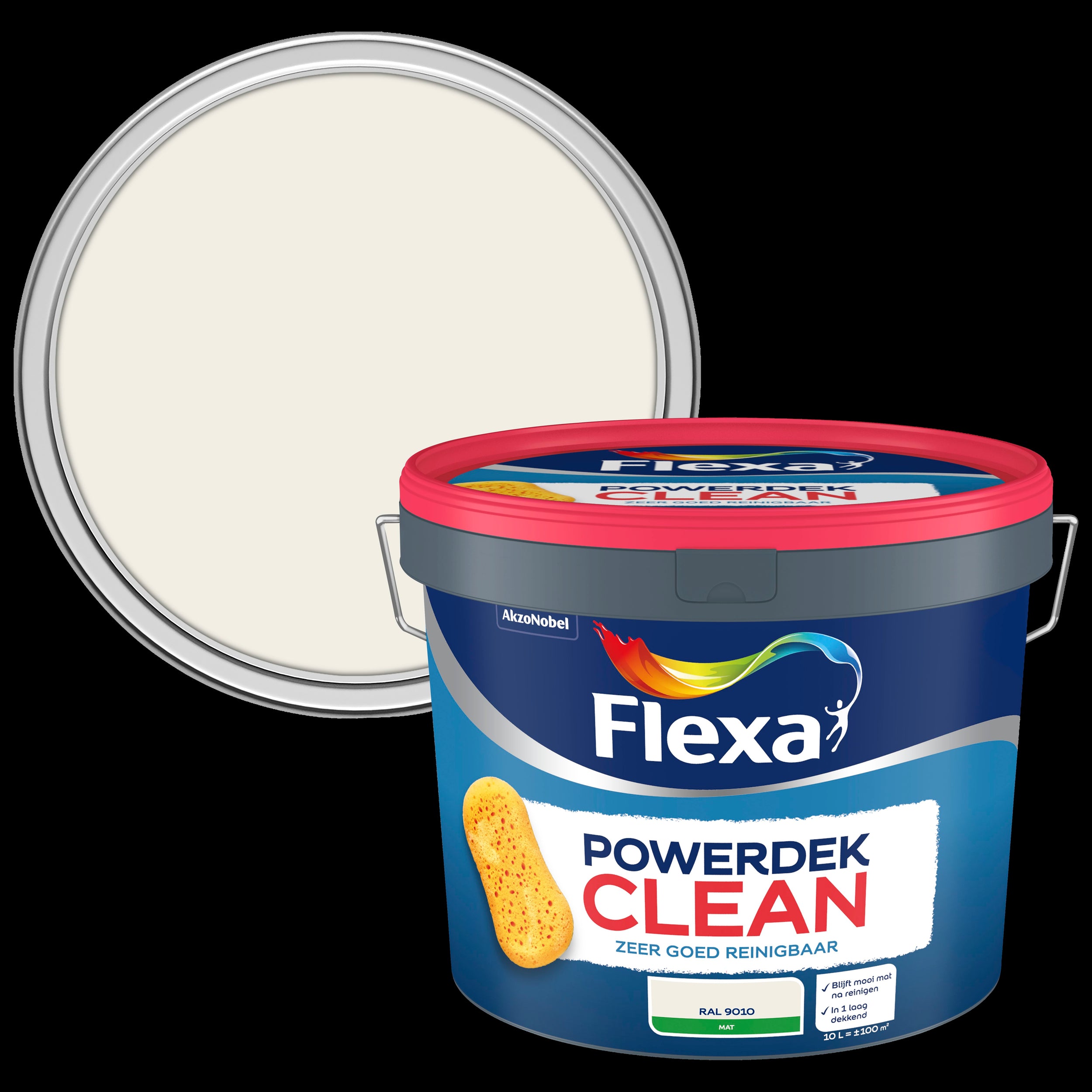 Flexa Powerdek muurverf Clean RAL9010 10L
