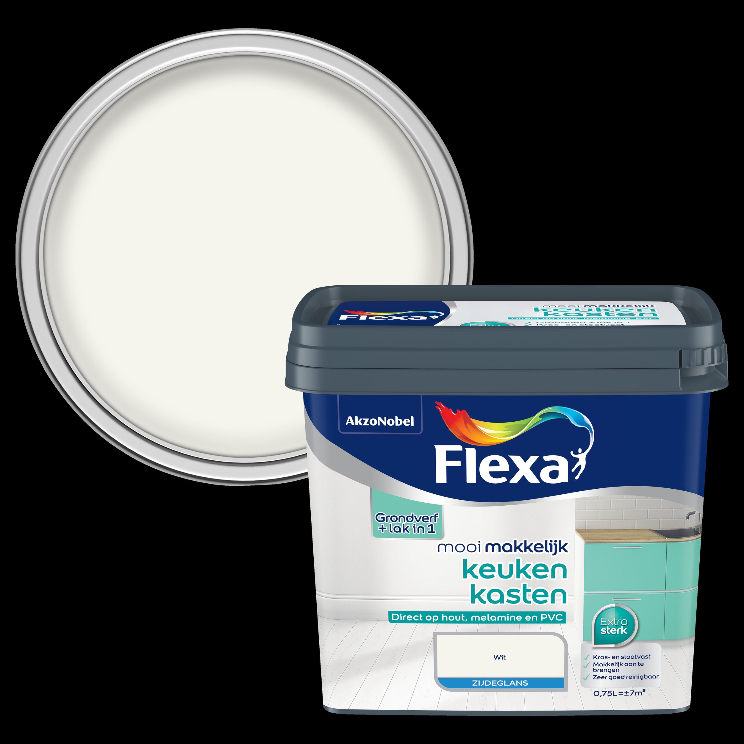 Flexa lak Mooi Makkelijk Keukenkasten zijdeglans wit 750ml