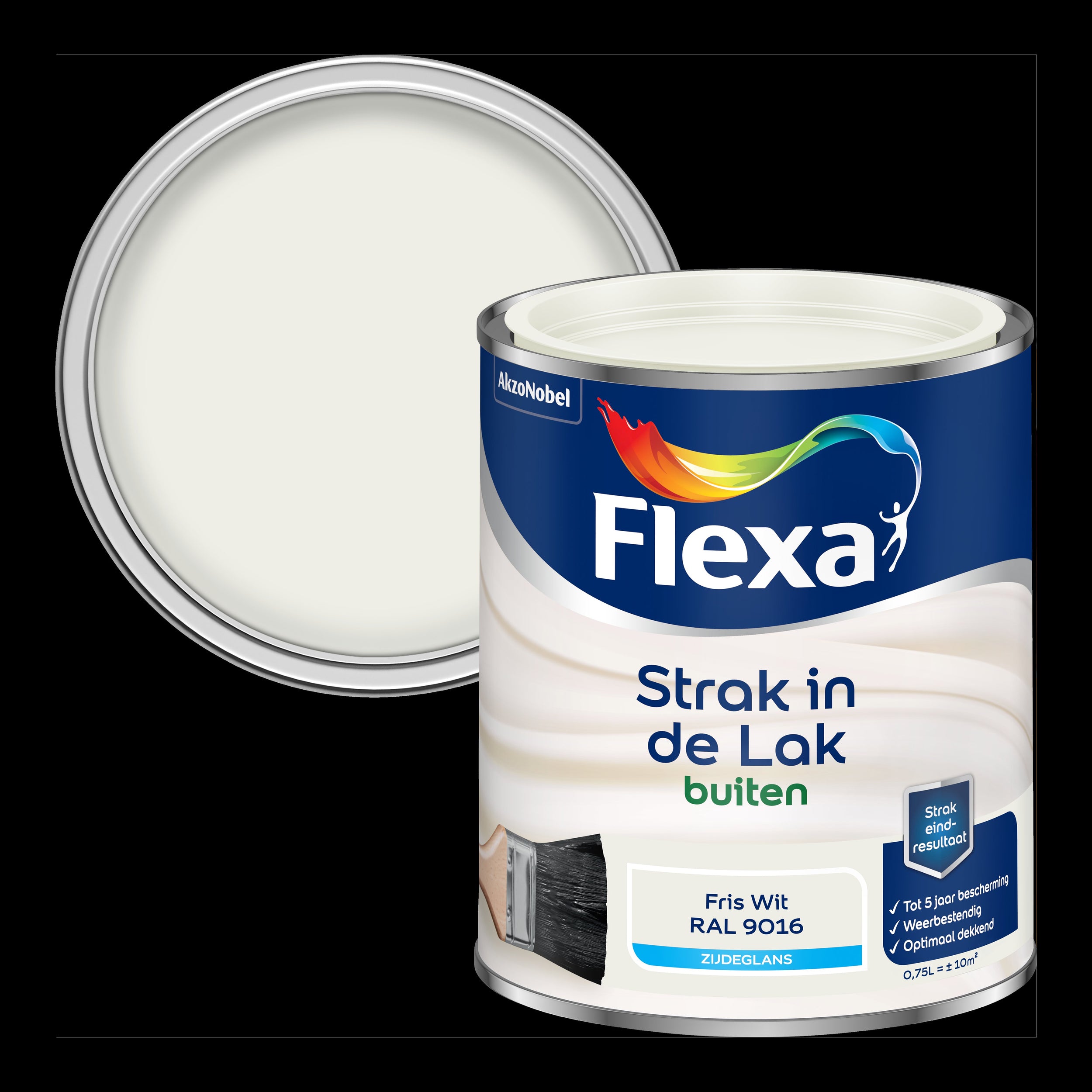 Flexa buitenlak Strak in de Lak zijdeglans fris wit RAL9016 750ml
