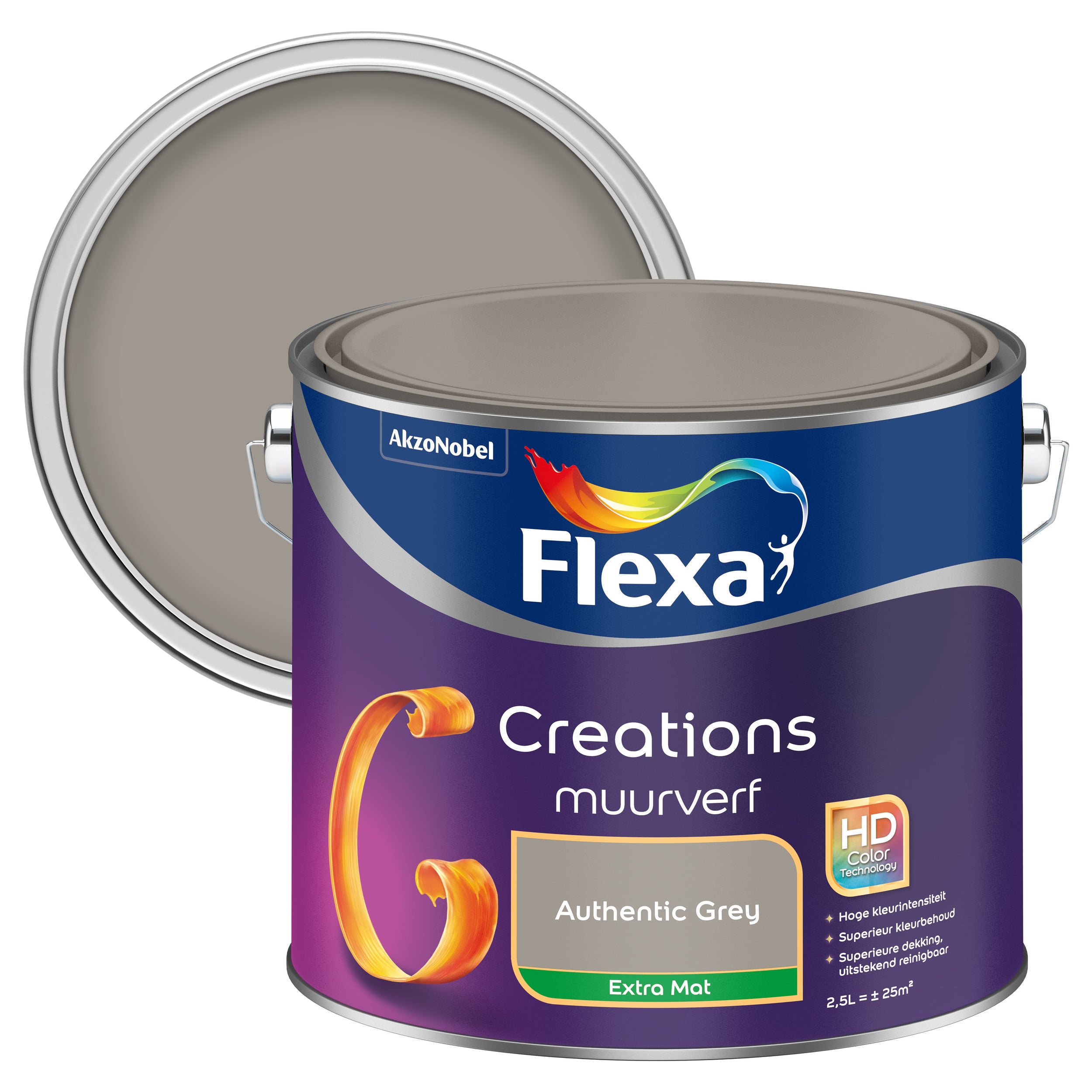 Flexa muurverf Creations extra mat authentic grey 2,5L