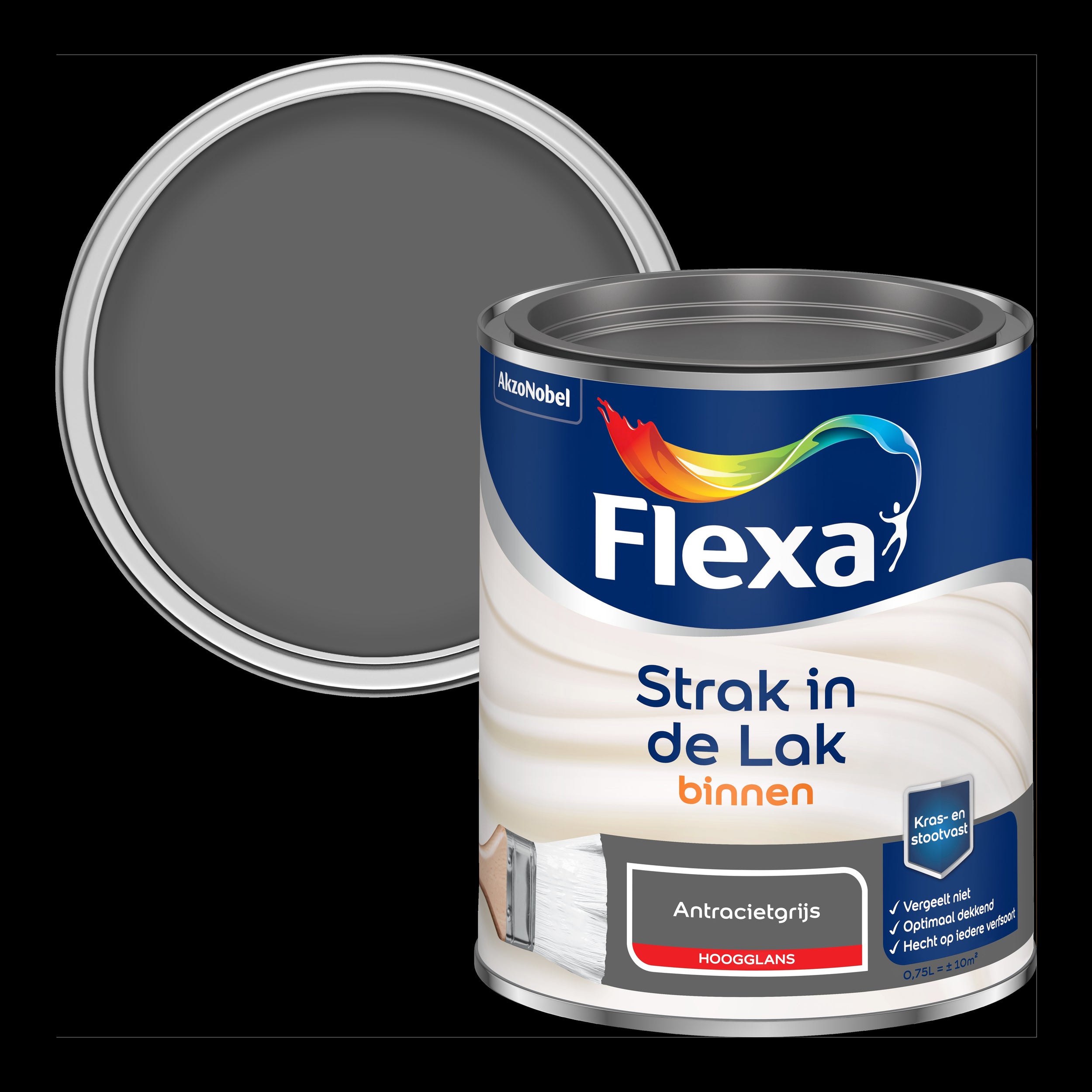 Flexa strak in de lak hoogglans antracietgrijs 750ml