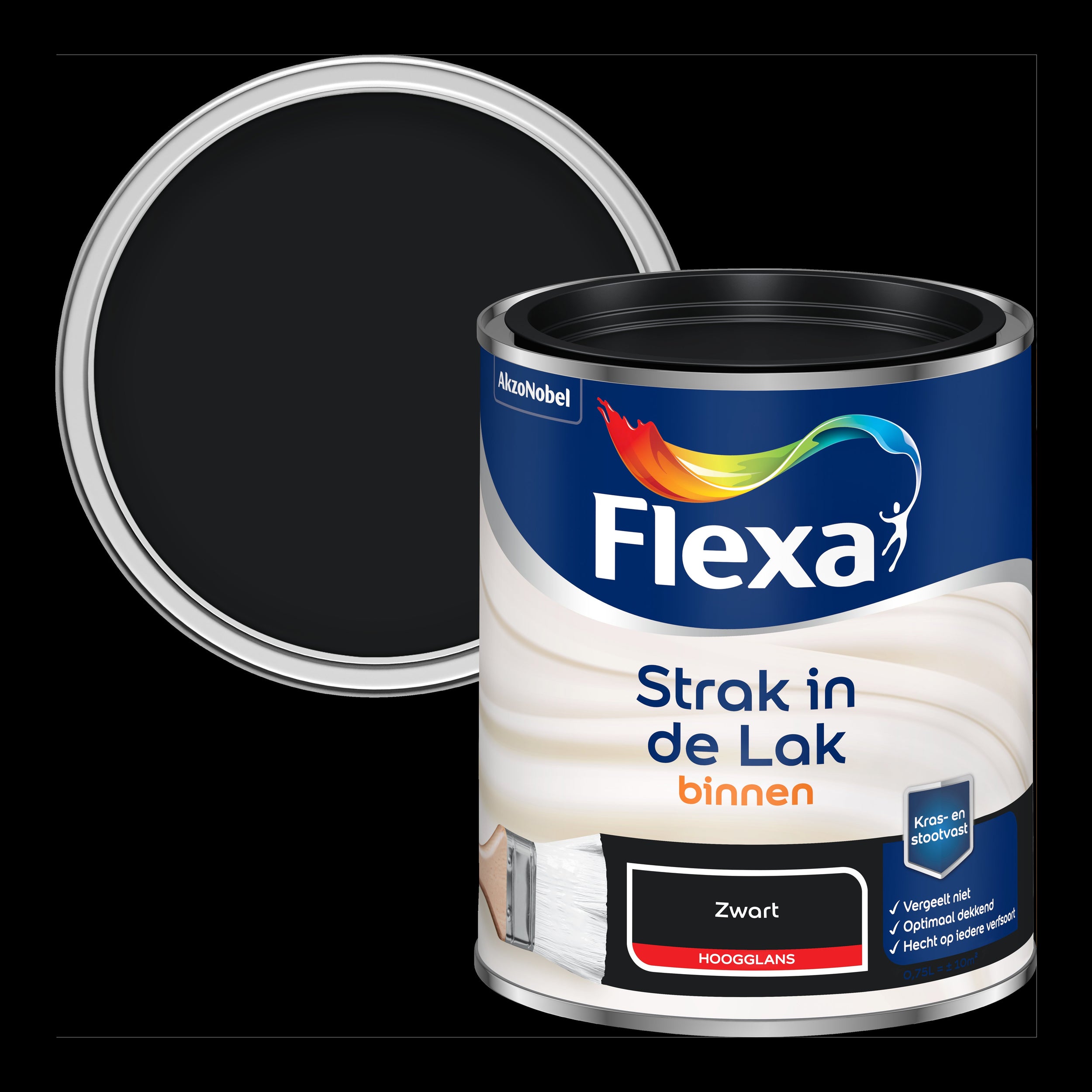 Flexa strak in de lak hoogglans zwart 750ml
