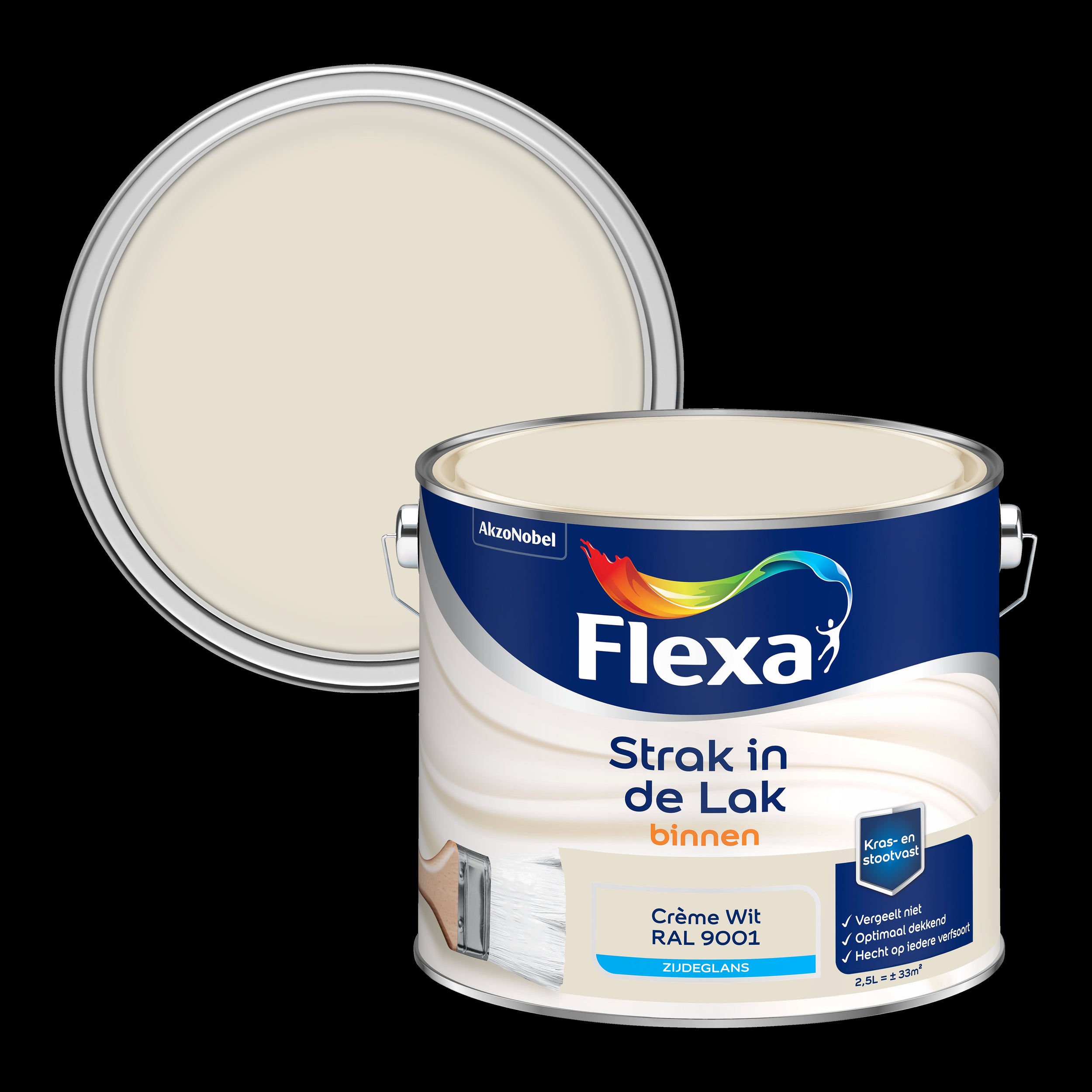 Flexa strak in de lak zijdeglans crème wit RAL9001 2,5L
