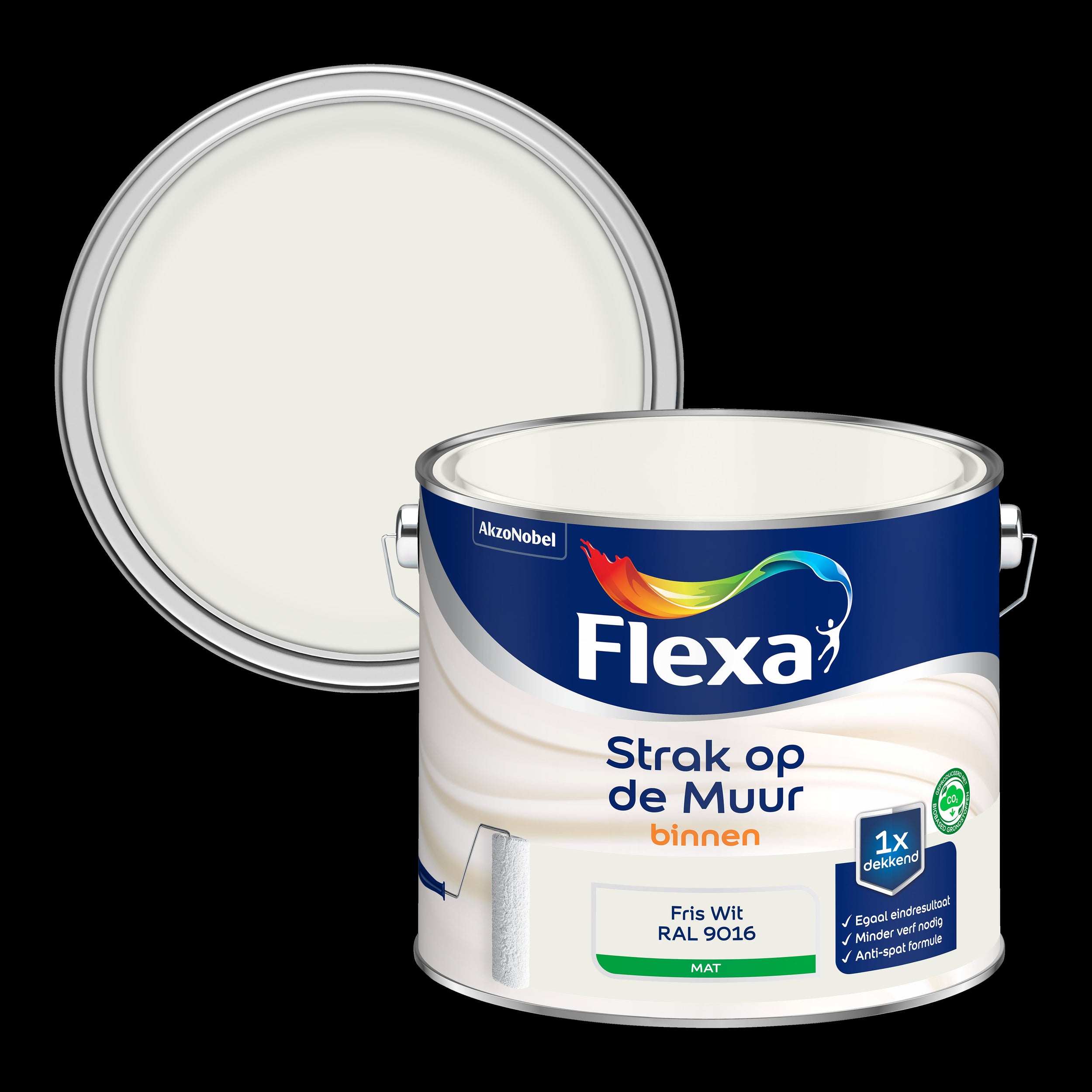 Flexa muurverf Strak op de Muur mat fris wit RAL9016 2,5L
