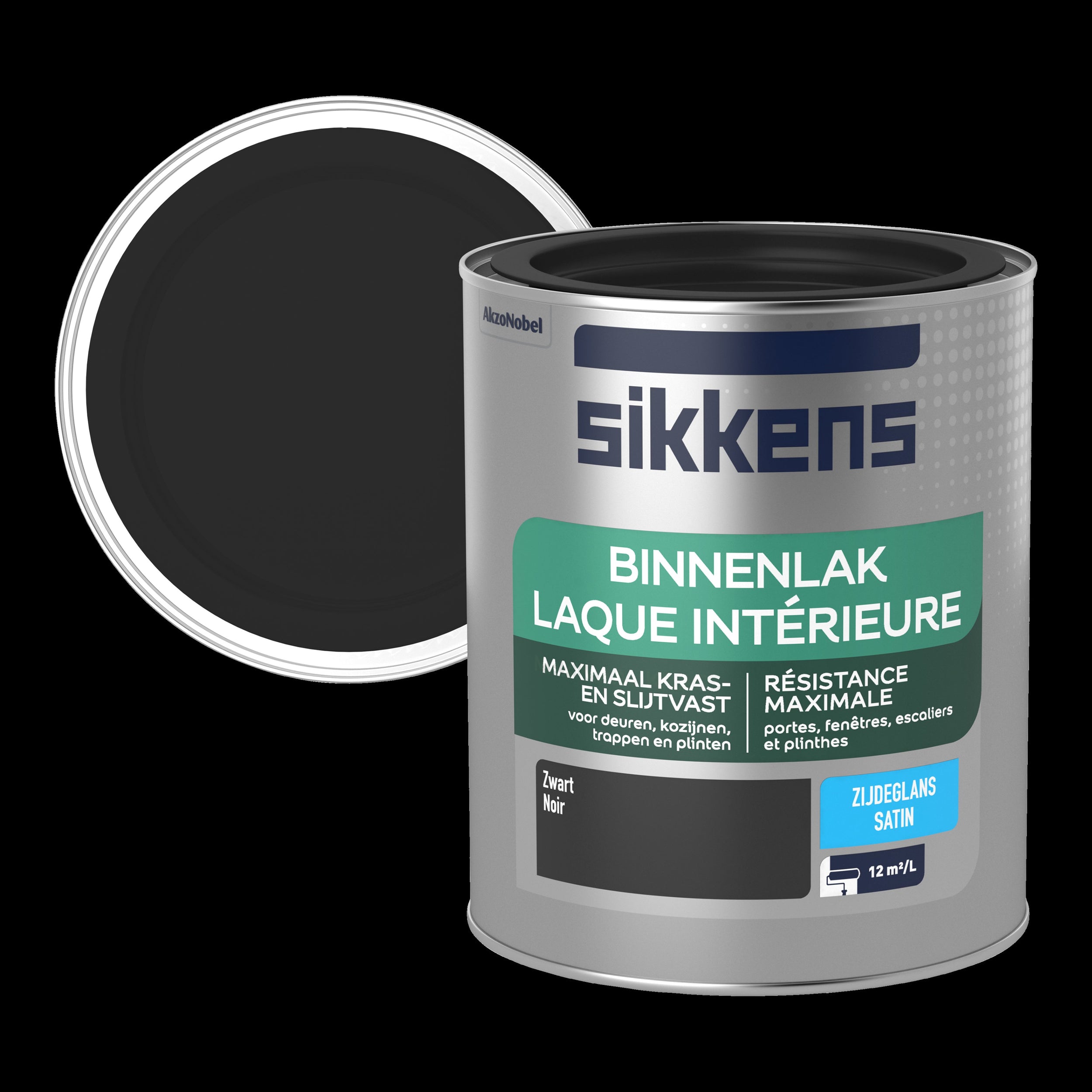 Sikkens binnenlak zijdeglans zwart 750ml