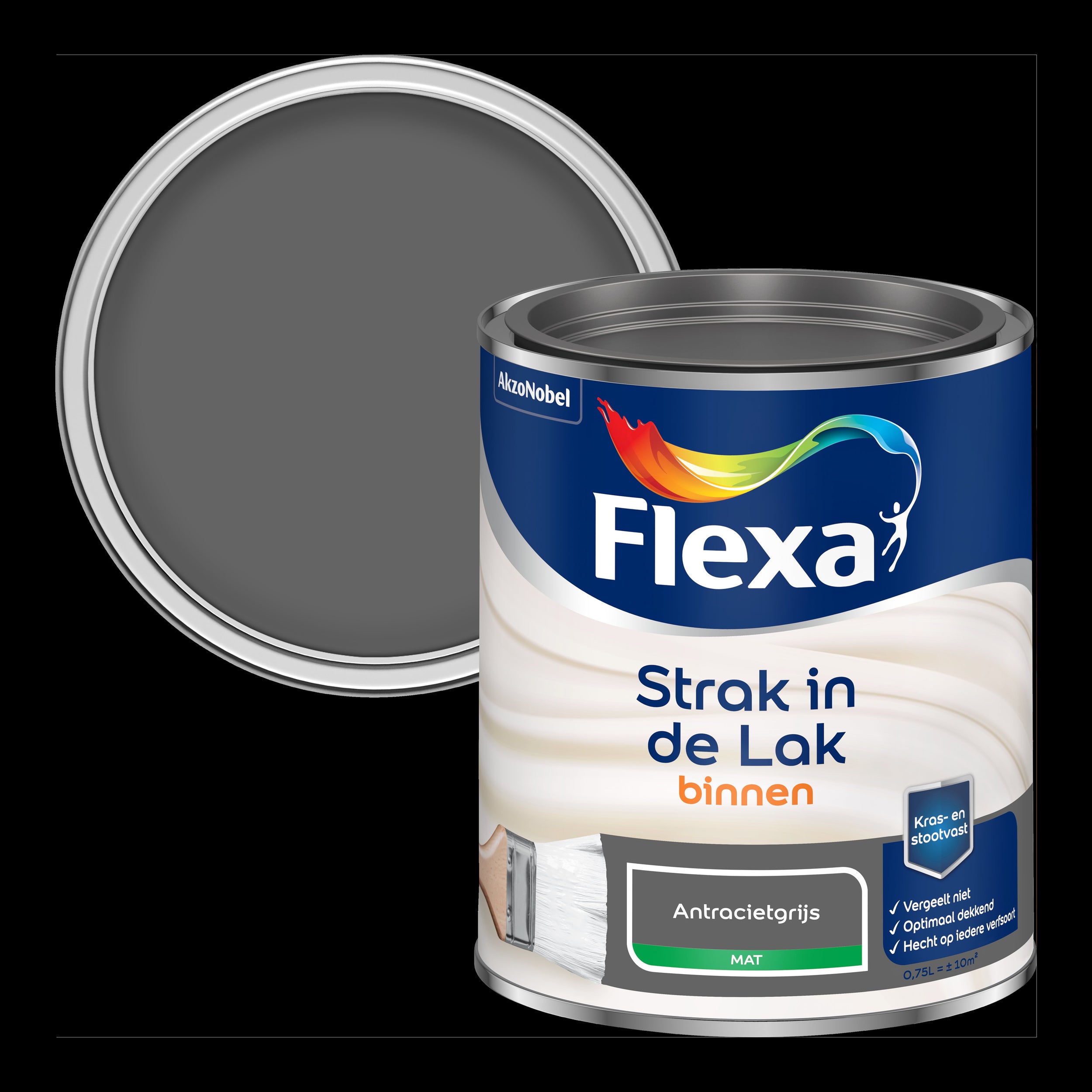 Flexa Strak in de Lak mat antracietgrijs 0,75L